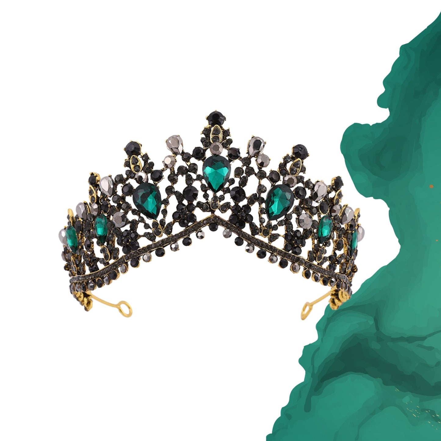 Tiaras for Women Birthday Crown Baroque Crystal Headband Emerald Green Rhinestone Queen Tiara Costume Party Accessories Bridal Decorations Gift for Halloween Wedding Prom