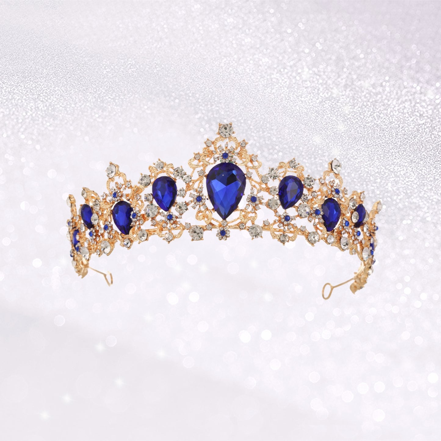 Baroque Vintage Tiara, Blue Crystal Crown Tiaras for Women Royal Gold Crowns for Women Tiaras for Girls Tiara Hair Accessories for Women Bridal Wedding Prom Birthday Party