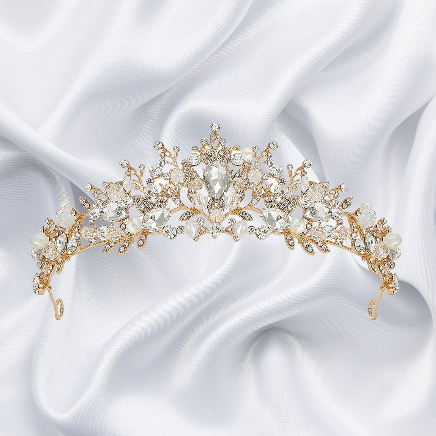 Jeweled Wedding Tiaras and Crowns for Women, Metal Princess Tiara Queen Crown for Bride, Bridal Headpieces for Birthday Quinceanera Pageant Prom