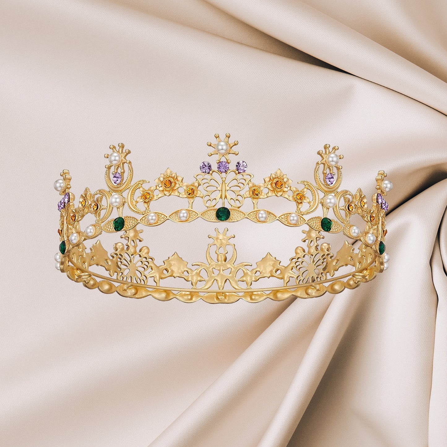 Queen Crown Gold Tiaras and Crowns Butterfly Rhinestone Tiara Vintage Bridal Wedding Crown Pageant Costmue Prom Headpiece for Women and Girls