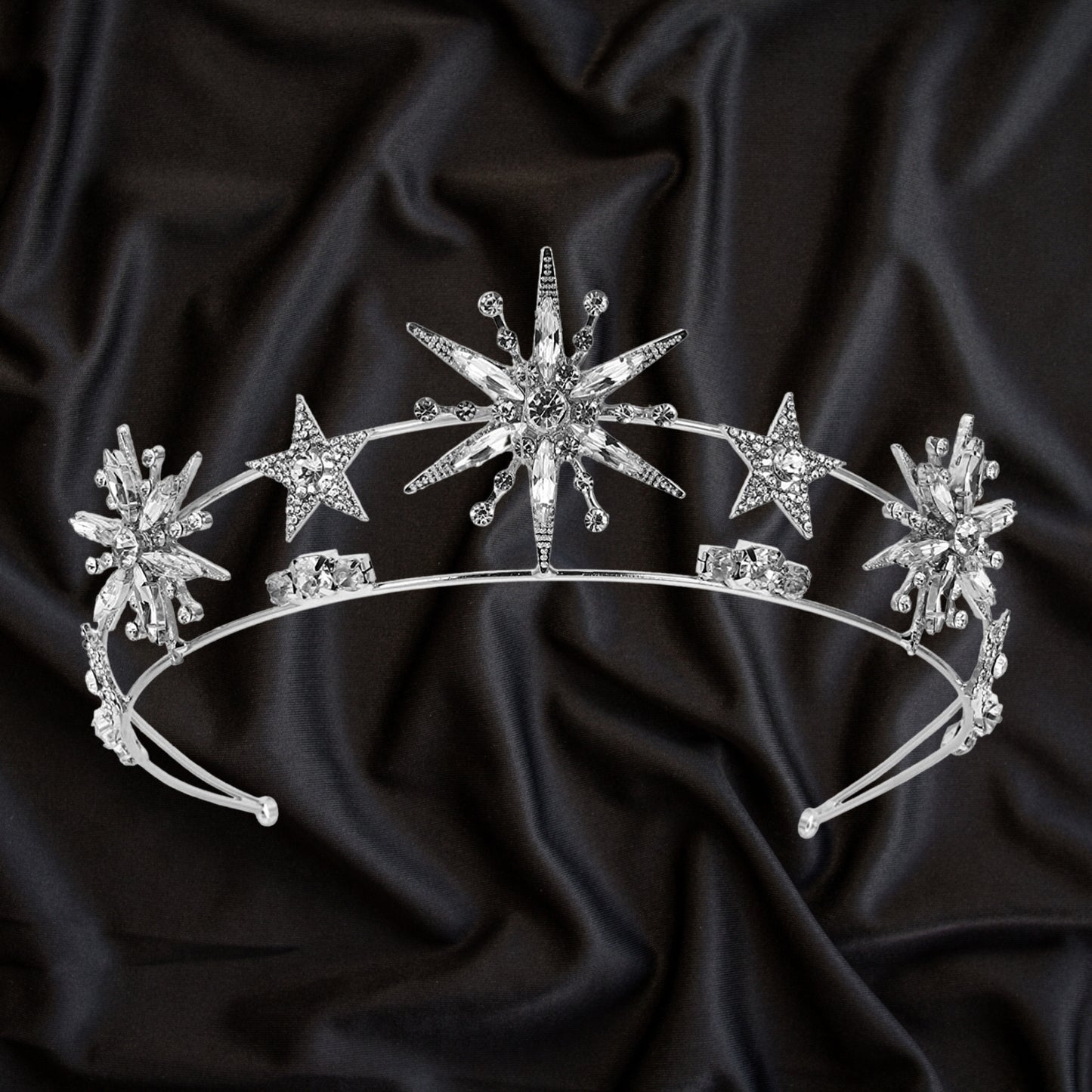 Star Crown Headbands for Women Teens Girls Birthday Wedding Silver Star Tiara Bridal Hair Pieces