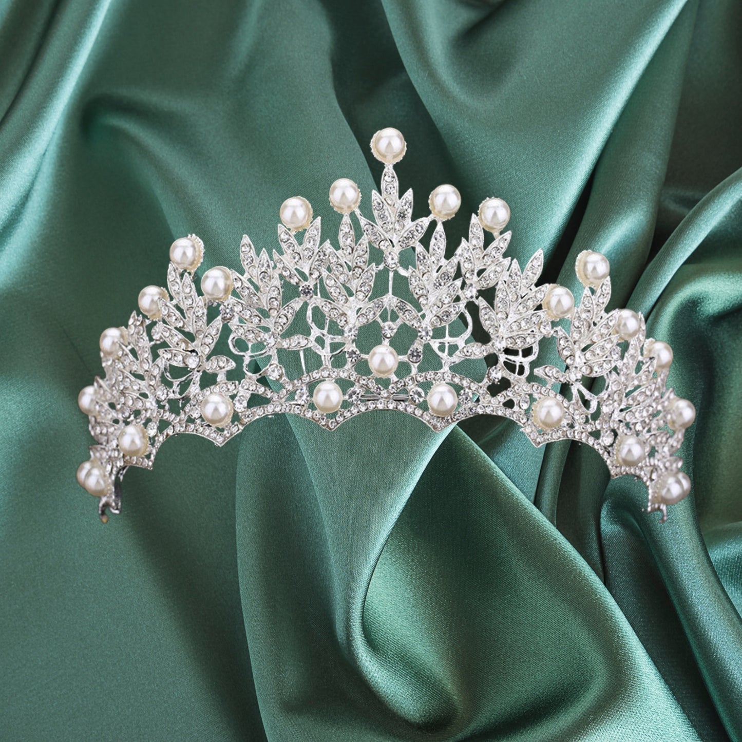 Pearl Tiara, Bronze Queen Crown for Women, Royal Wedding Tiaras and Crowns for Bride, Jeweled Birthday Quinceanera Pageant Prom Headpieces