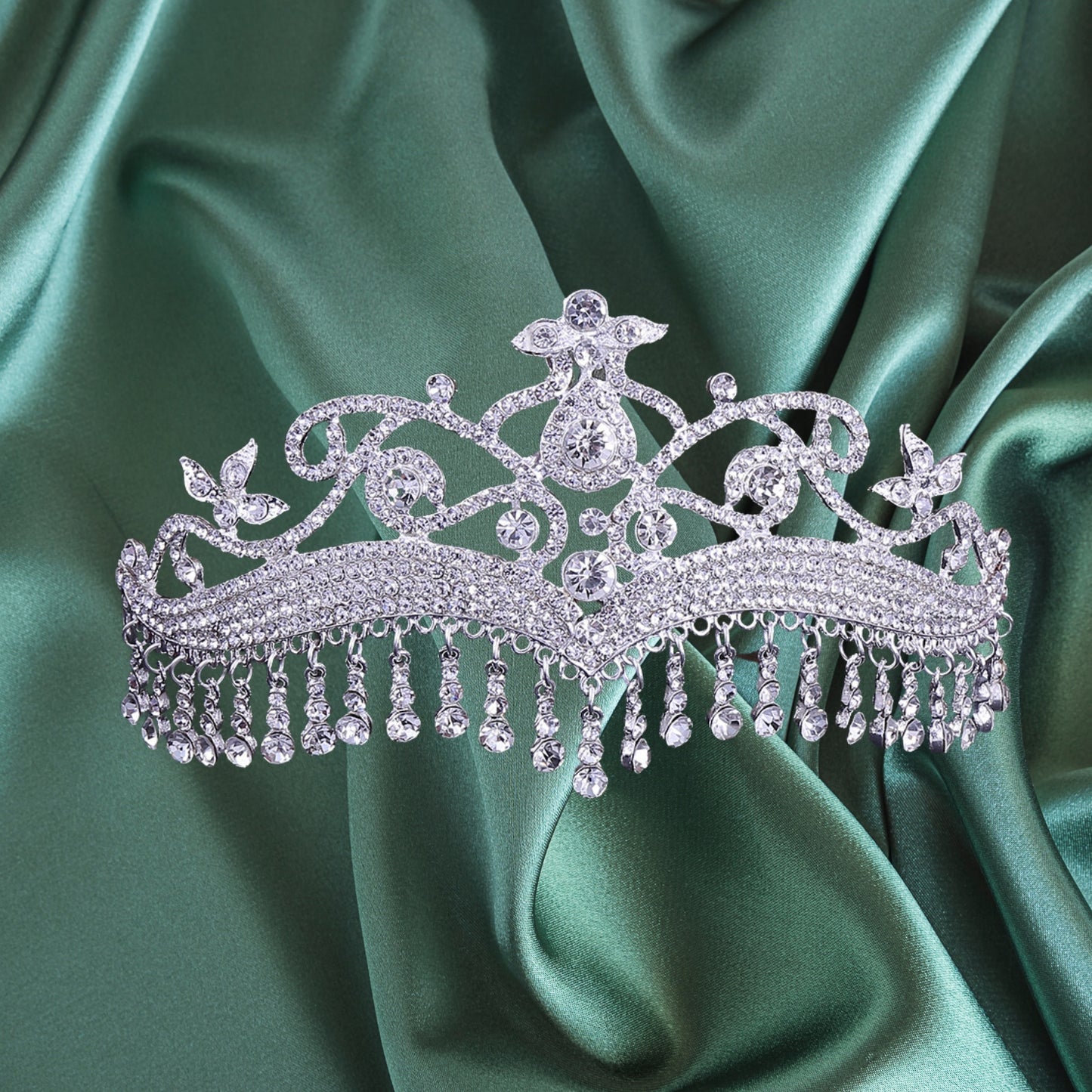 Princess Tiara Crown for Women Girls,Pageant Wedding Tiara for Bride,Crystal Bridal Hair Accessories for Quinceanera Prom Birthday Party,Silver