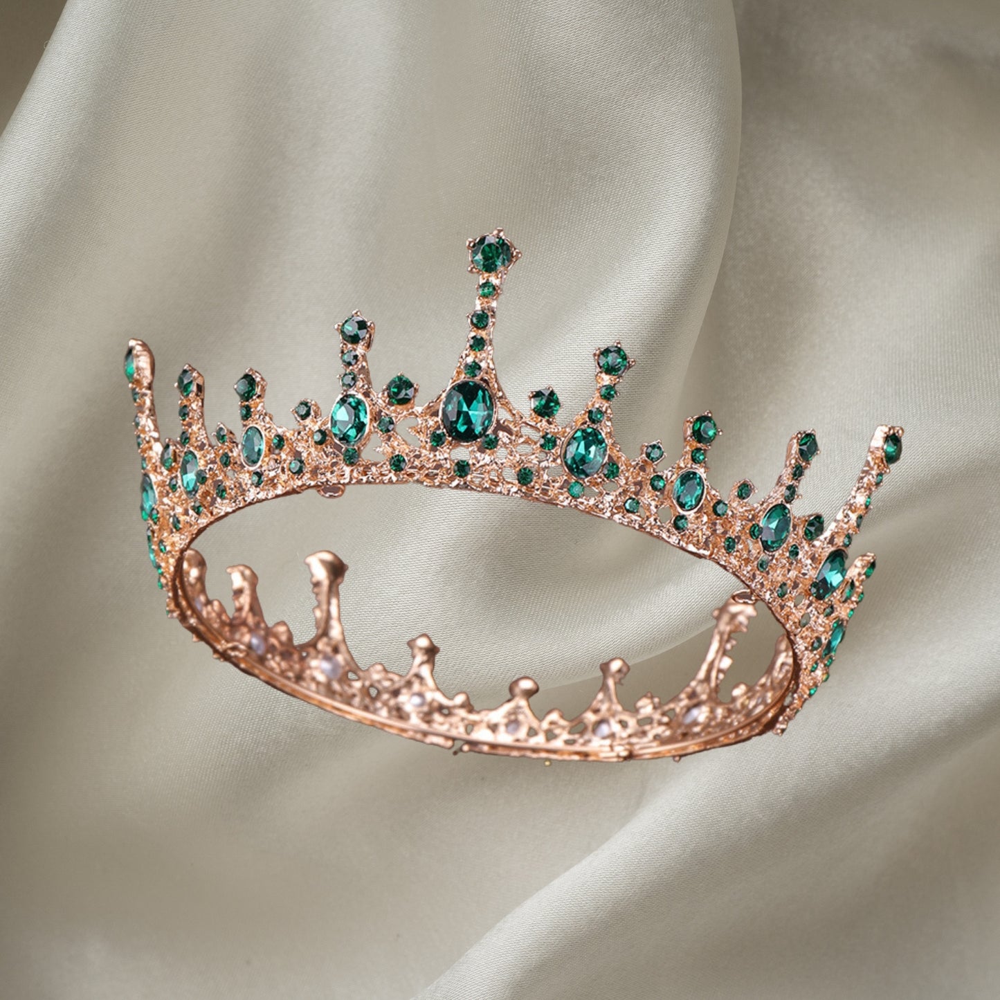 Tiaras and Crowns for Women, Crystal Green Metal Tiara, Gothic Queen Crown, Birthday Party Quinceanera Pageant Prom Halloween Costume