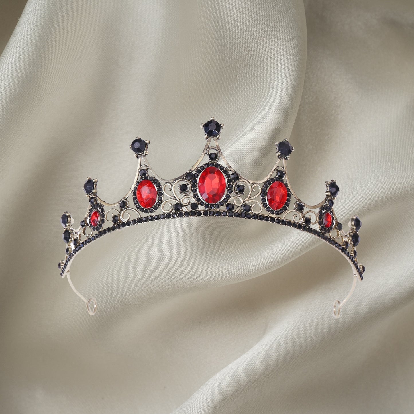 Baroque Red Crown for Women Crystal Princess Crown Wedding Tiara Birthday Crown for Women and Girls Vintage Queen Crown for Costume Prom Christmas