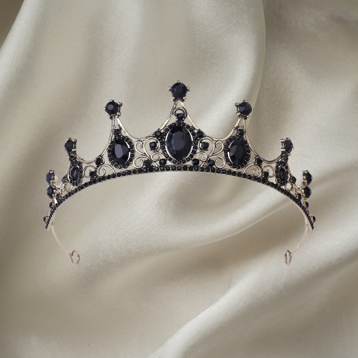 Gothic Crown Pageant Tiara for Women, Black Queen Tiaras and Crowns