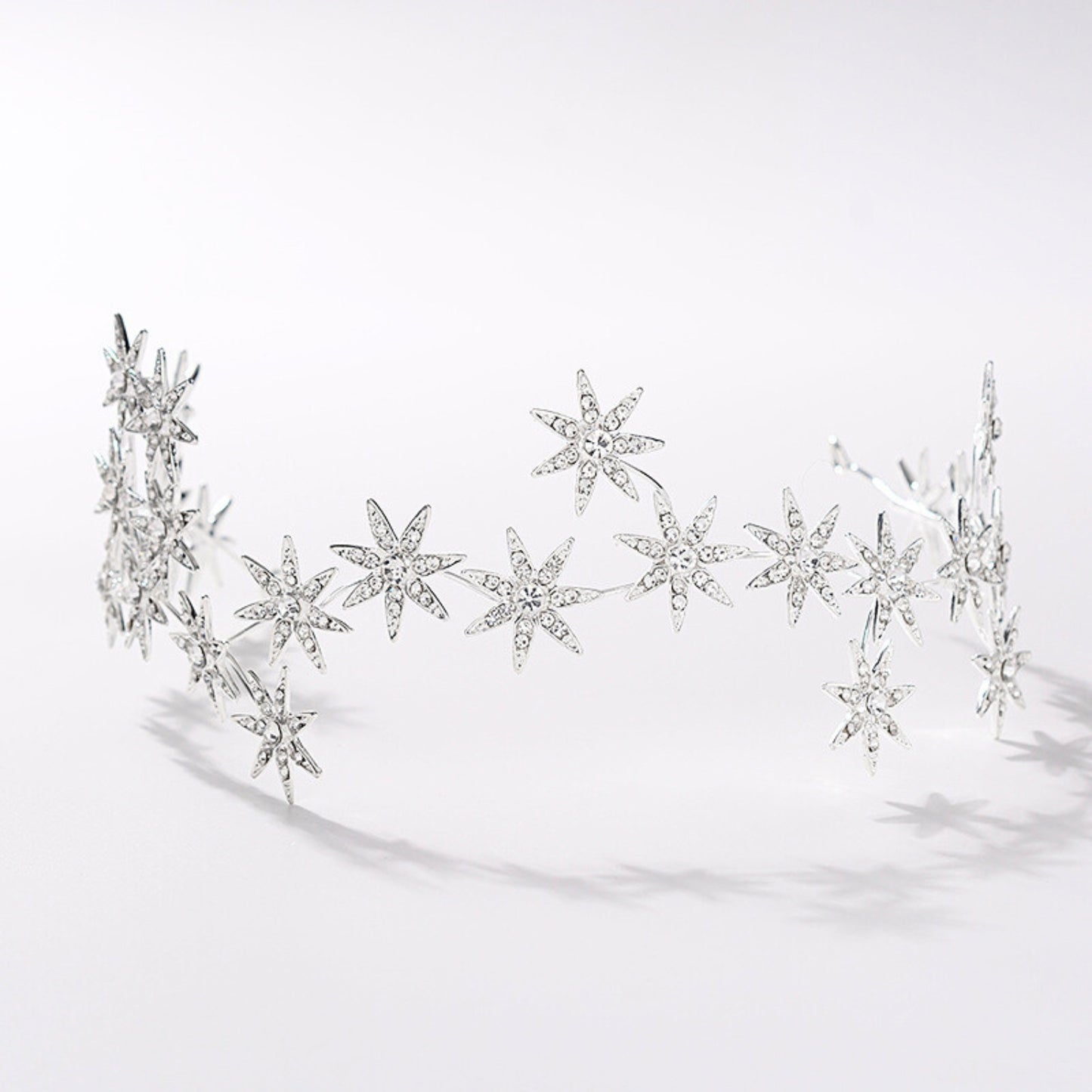 Wedding Tiaras and Crowns for Women Crystal Star silver Princess Crown Rhinestone Bridal Tiara Birthday Queen Crown Headband