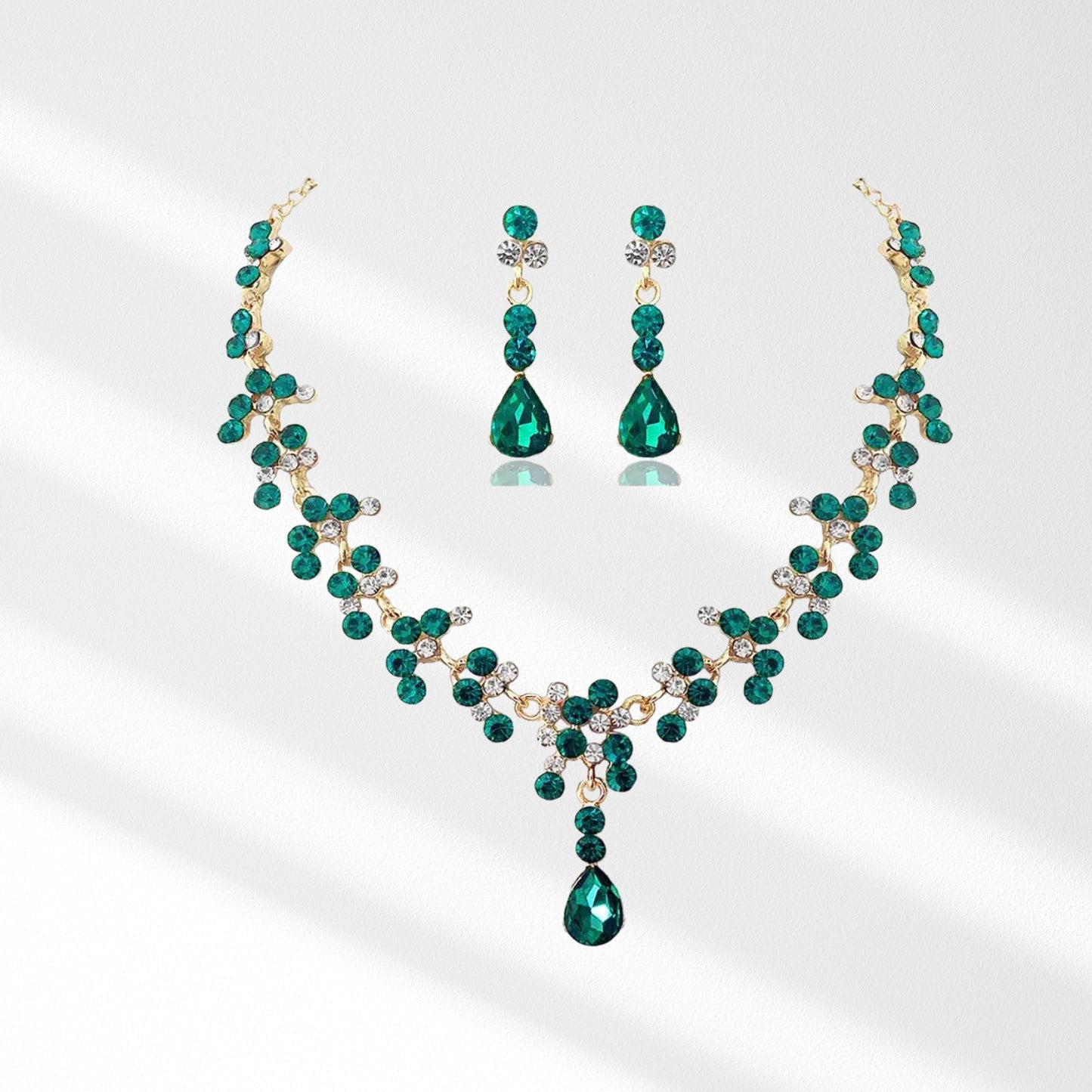 Baroque Bridal Jewelry Set 3 Pieces Tiara Earrings Necklace Bridal Jewelry Set Wedding Rhinestone Crystal Tiara Crown Headband Princess Baroque Crown for Bride Women Girls (Green)