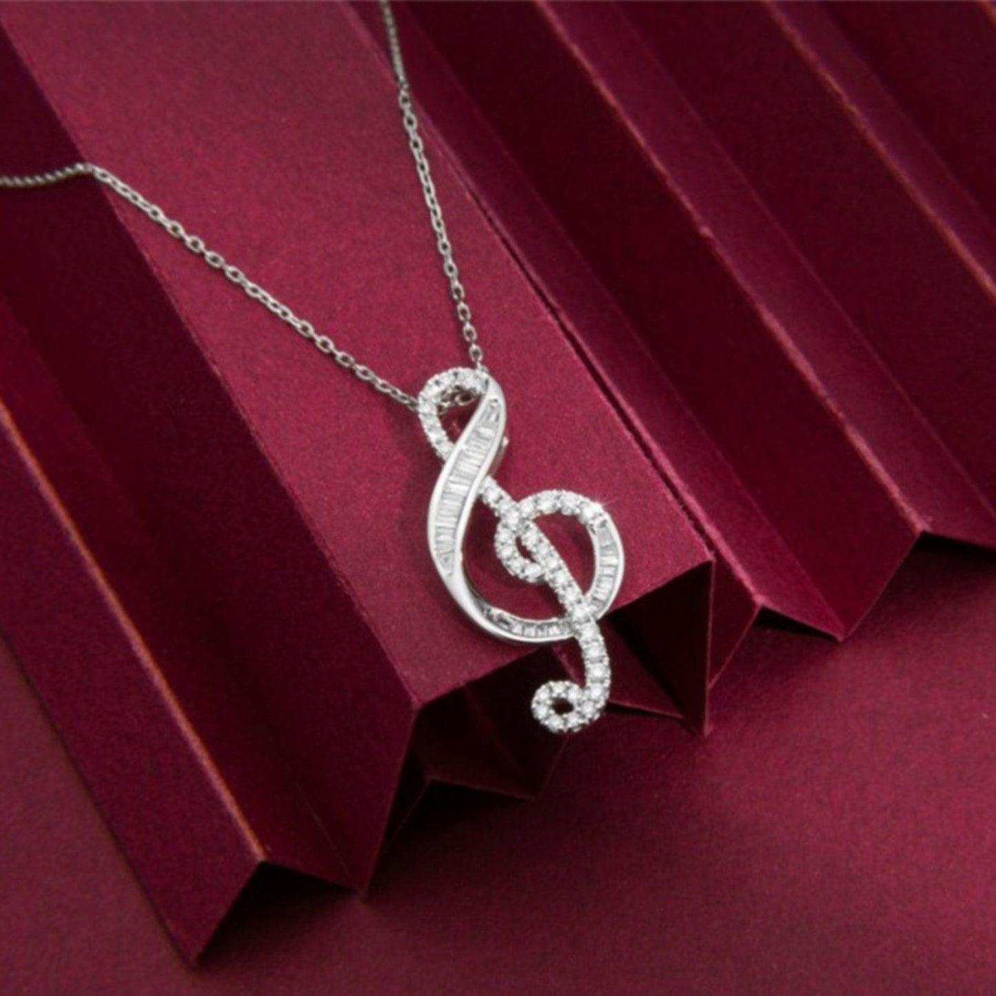 Women Girls Classic Treble Clef Music Pendant Necklace Musical Jewelry Graduation Gifts for Musician Music Student