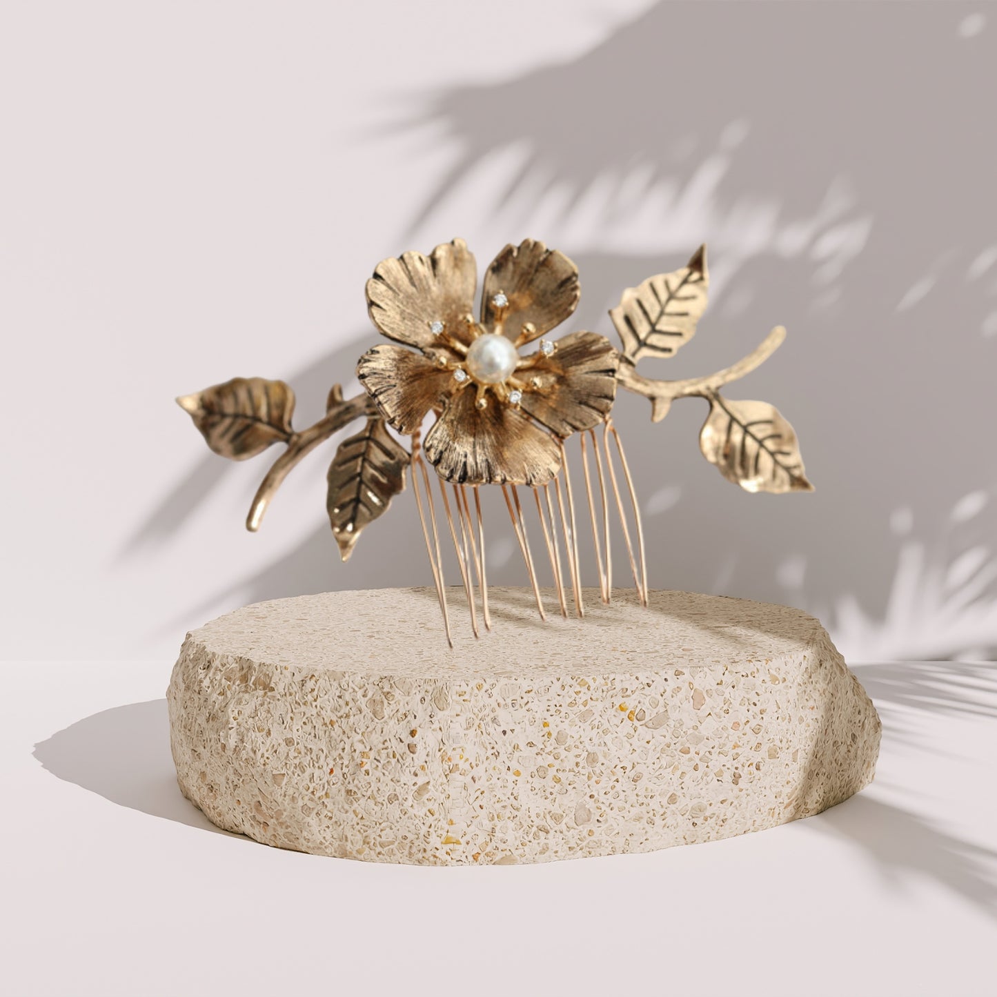 Vintage Hair Side Combs for Women Decorative, Retro Gold Pearl Rhinestone Metal Hair Comb Clips