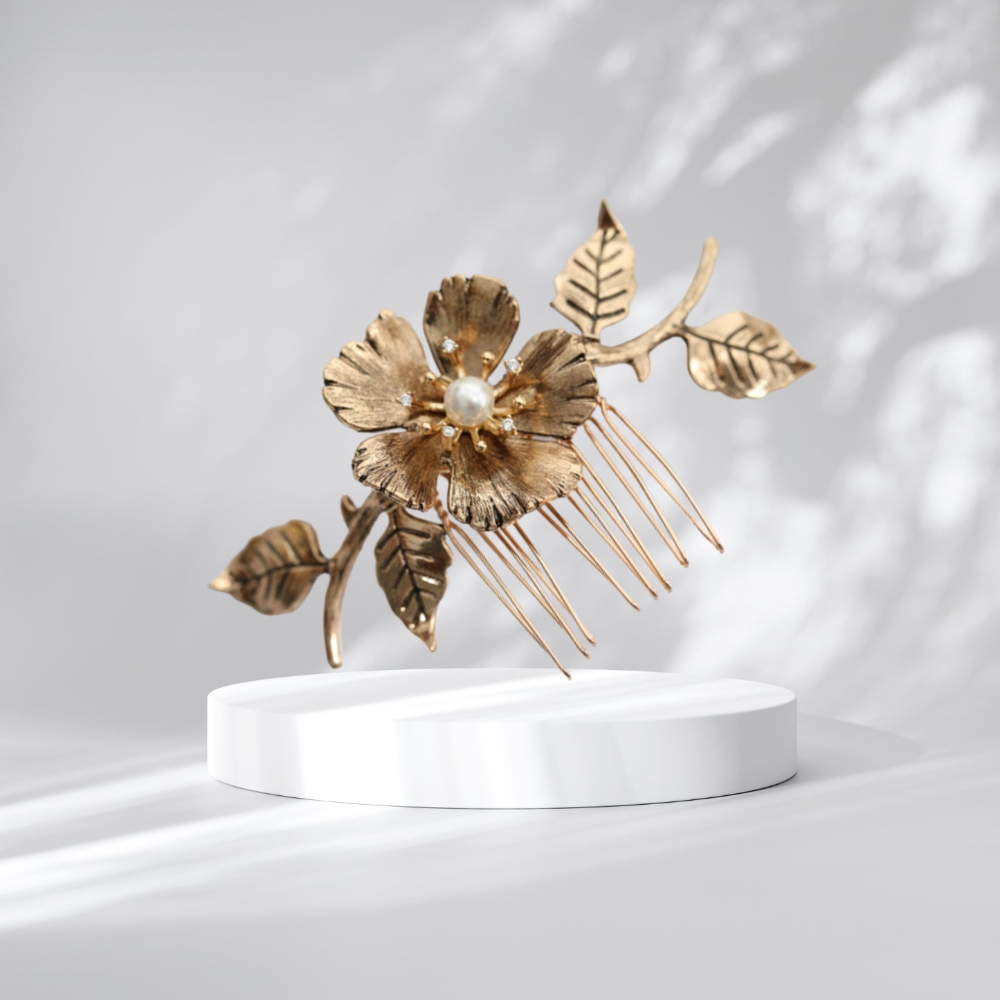Vintage Hair Side Combs for Women Decorative, Retro Gold Pearl Rhinestone Metal Hair Comb Clips