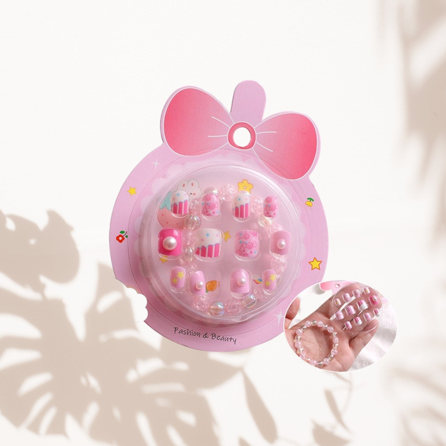 Fake Nails for Kids Girls Artificial Kids Press on Nails Full Cover Short Acrylic Stick On Nails False Nail Tips Kit for Children Little Girls Nail Art Decoration