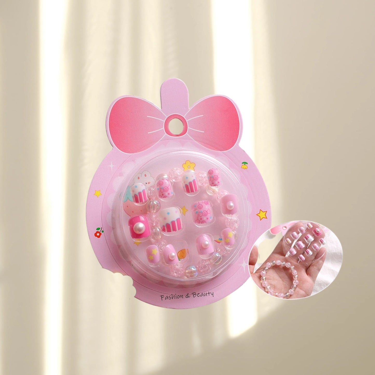 Fake Nails for Kids Girls Artificial Kids Press on Nails Full Cover Short Acrylic Stick On Nails False Nail Tips Kit for Children Little Girls Nail Art Decoration