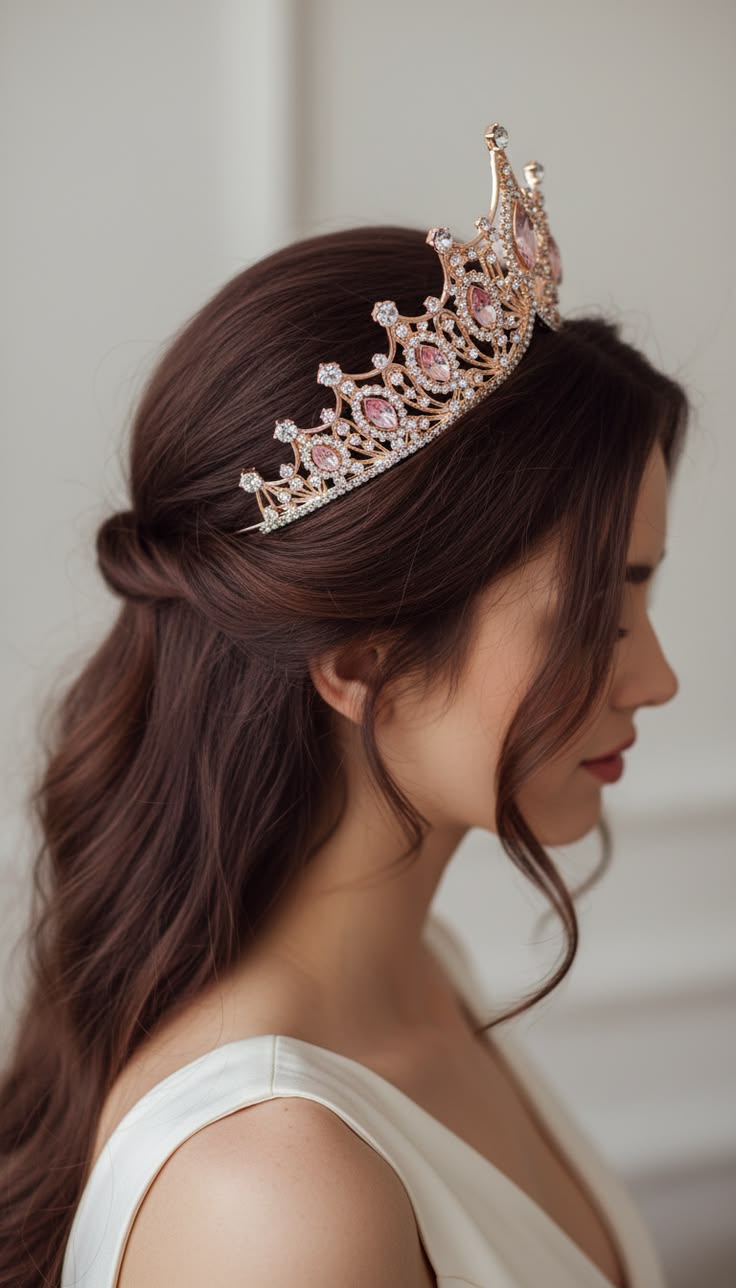 Princess Crown Hair Accessories Bride Rhinestone Christmas Decorations Crystal Tiaras for Women Headband