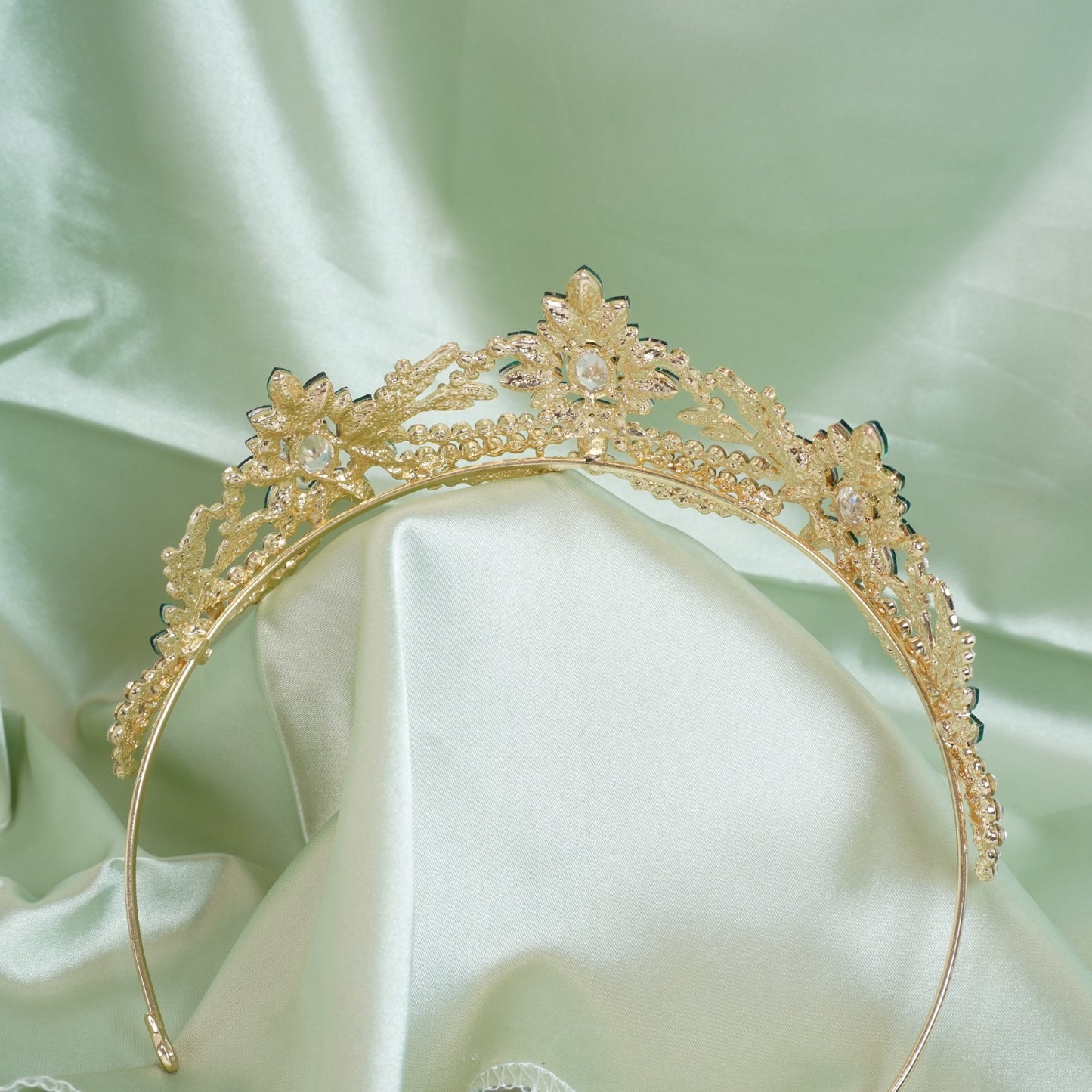 Queen Crystal Crown Bridal Tiaras and Crowns for Women, Crystal Crown Vintage Princess Tiara Rhinestone Green