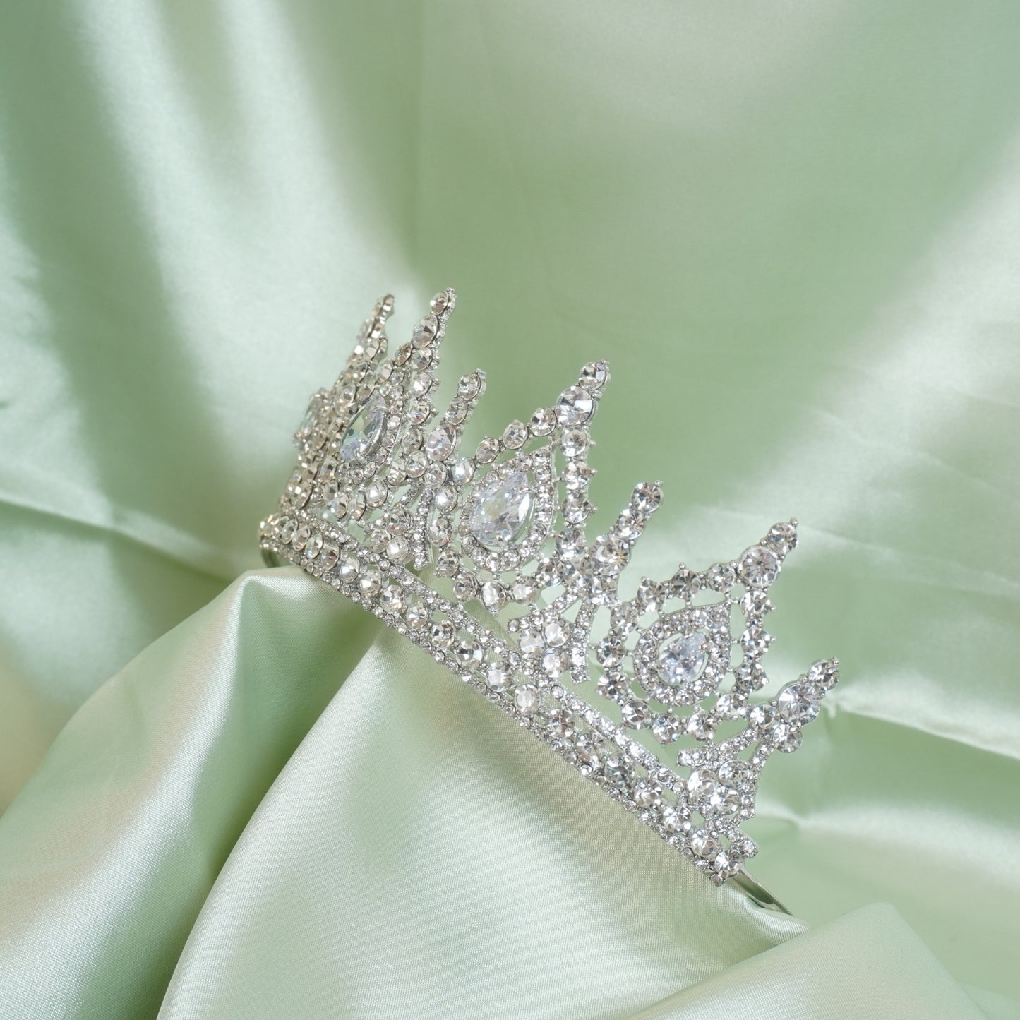 Baroque Queen Tiara for Wedding Pageant Prom Headpieces crown, Silver Crystal Headdress