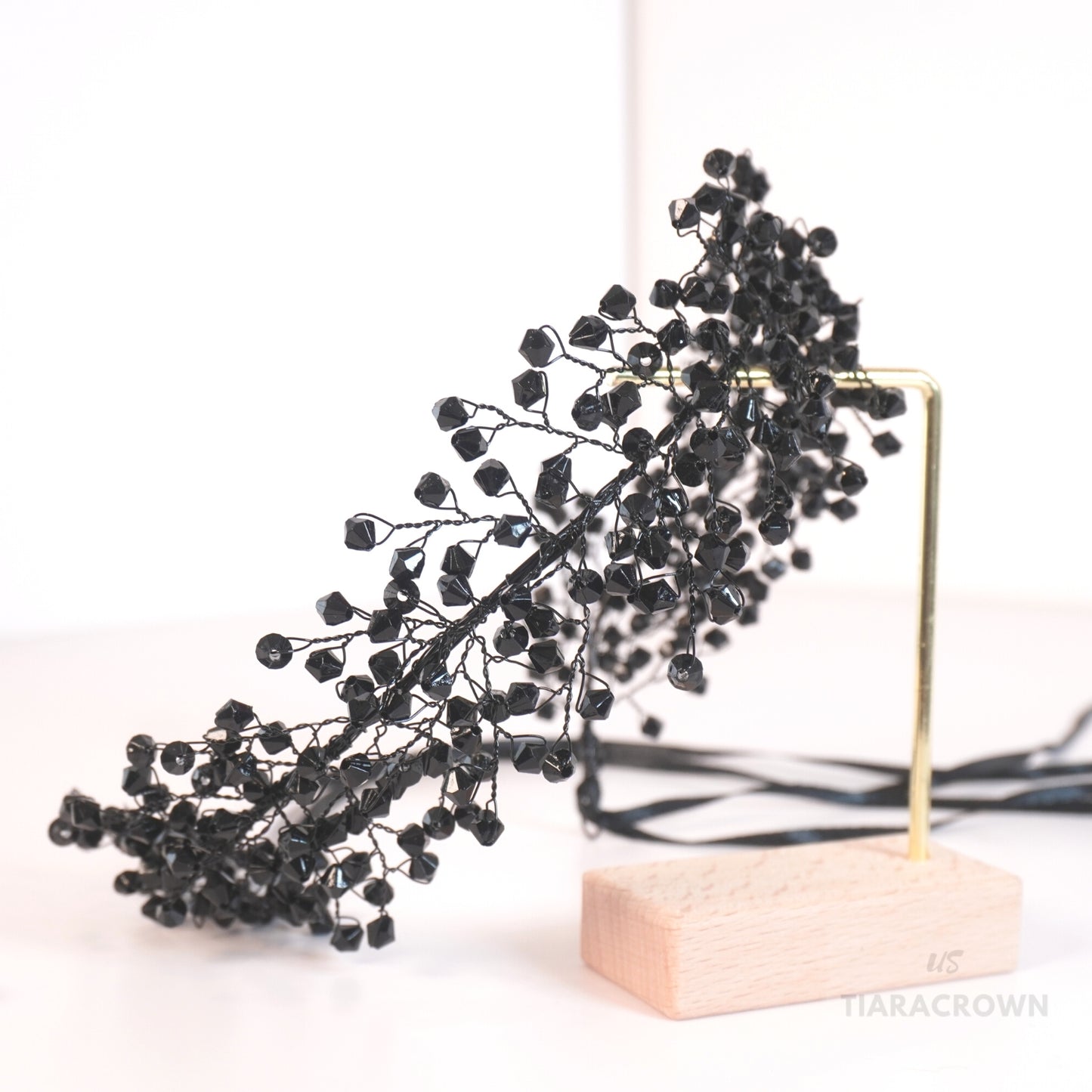 Black Bridal Headpieces for Wedding Headband Bride Hair Pieces Crystal Flower Girl Hair Accessories