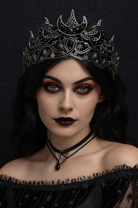 Crystal Queen Crown Black Gothic Rhinestone Tiara for Girl Bride Wedding Hair Accessories for Bridal Birthday Party Prom