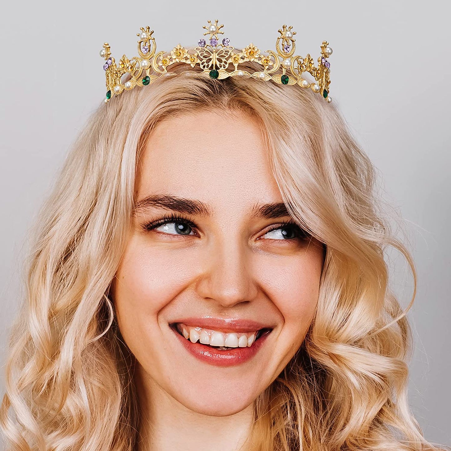 Queen Crown Gold Tiaras and Crowns Butterfly Rhinestone Tiara Vintage Bridal Wedding Crown Pageant Costmue Prom Headpiece for Women and Girls