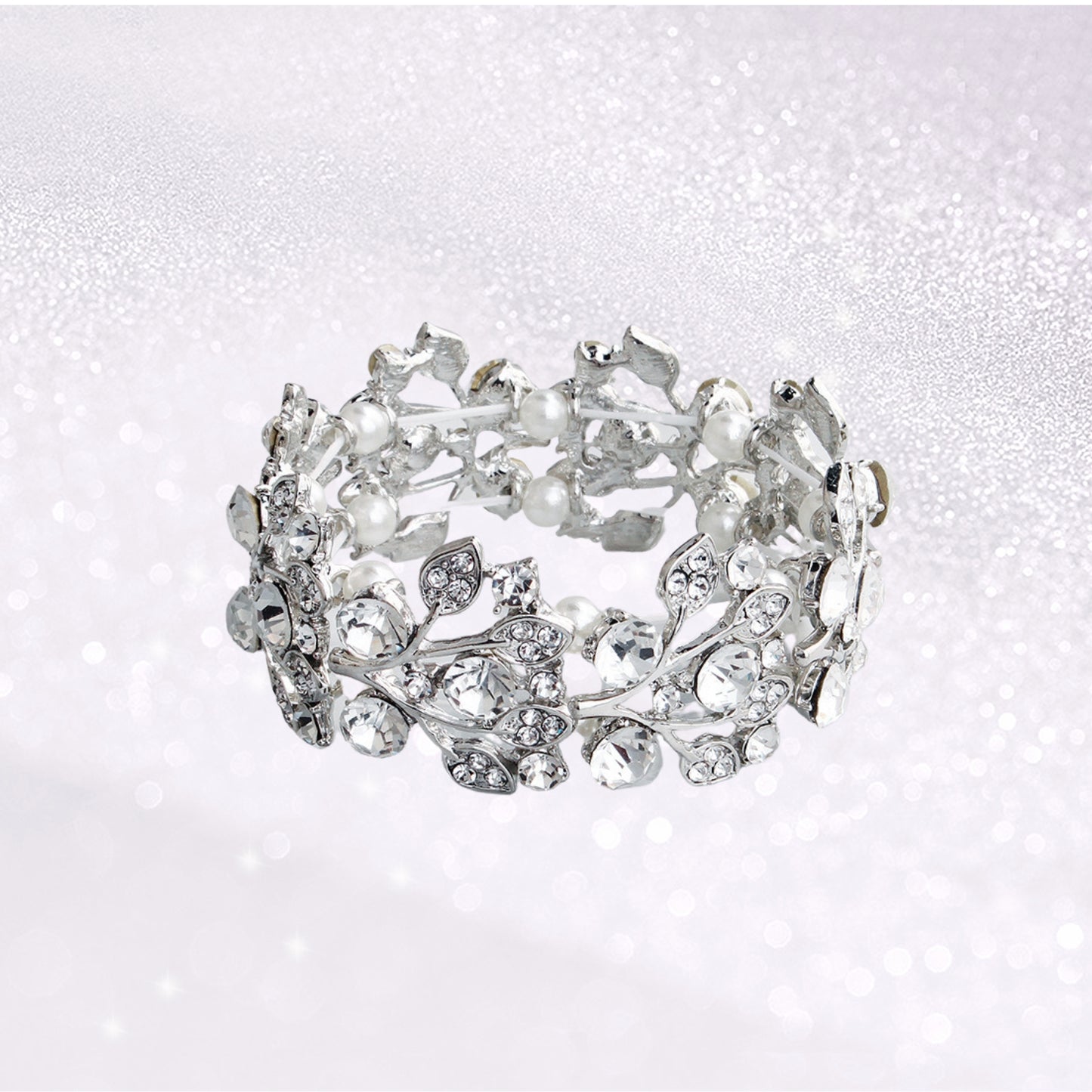Rhinestone Bridal Bracelets for Brides, Bridesmaids, Women, Silver Tennis Bracelet for Wedding, Prom, Party, Jewelry Gifts