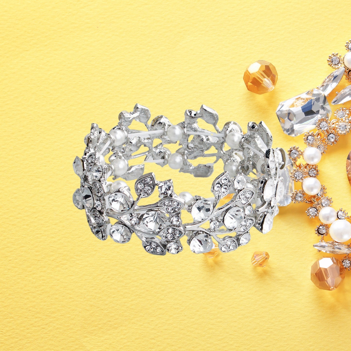 Rhinestone Bridal Bracelets for Brides, Bridesmaids, Women, Silver Tennis Bracelet for Wedding, Prom, Party, Jewelry Gifts