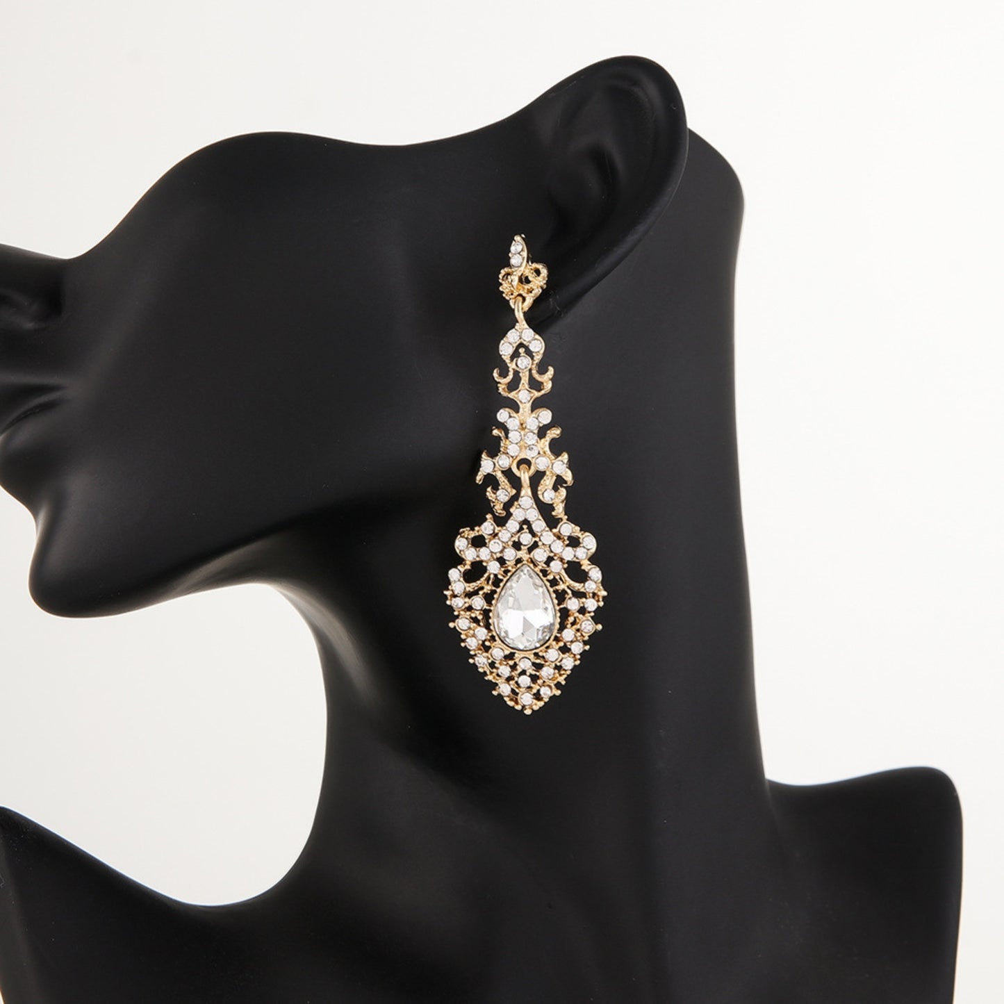 Gold Dangle Earrings for Brides, Wedding or Prom Statement Chandeliers
