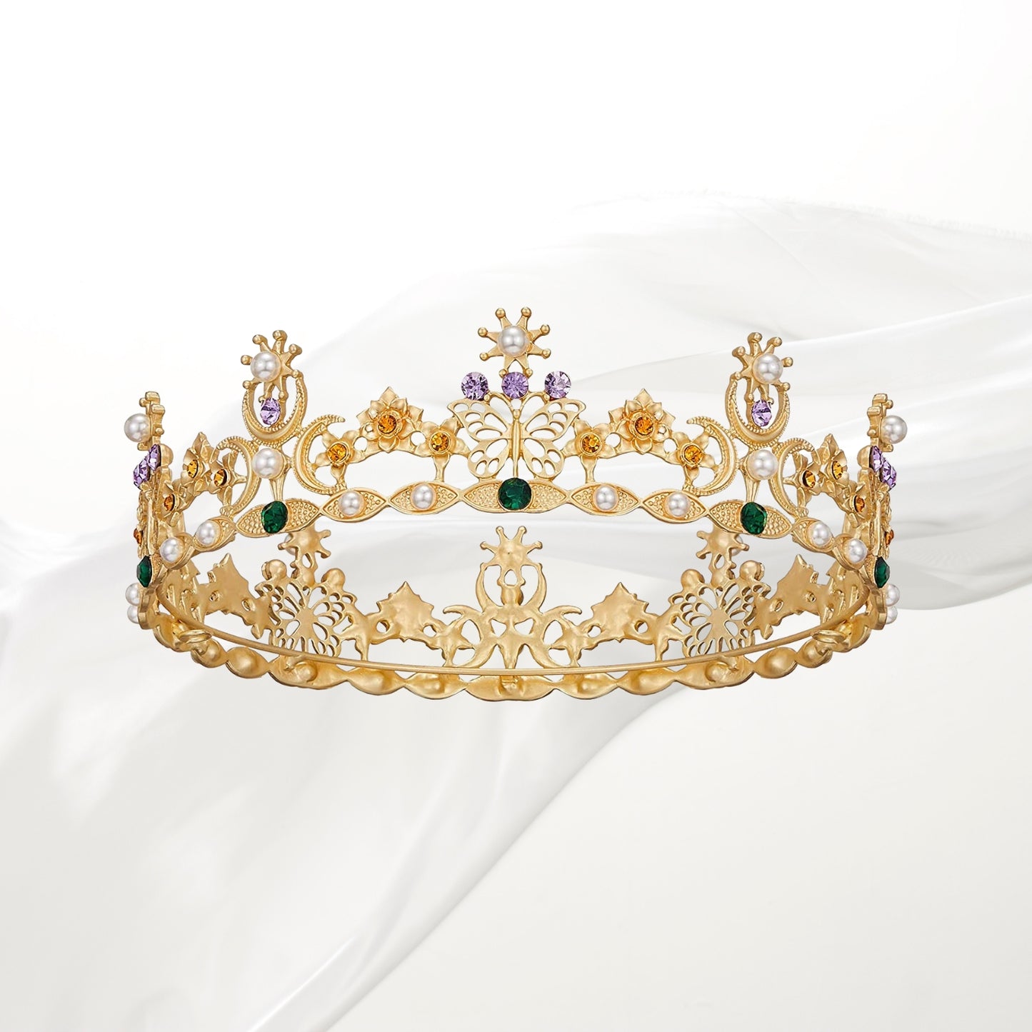 Queen Crown Gold Tiaras and Crowns Butterfly Rhinestone Tiara Vintage Bridal Wedding Crown Pageant Costmue Prom Headpiece for Women and Girls