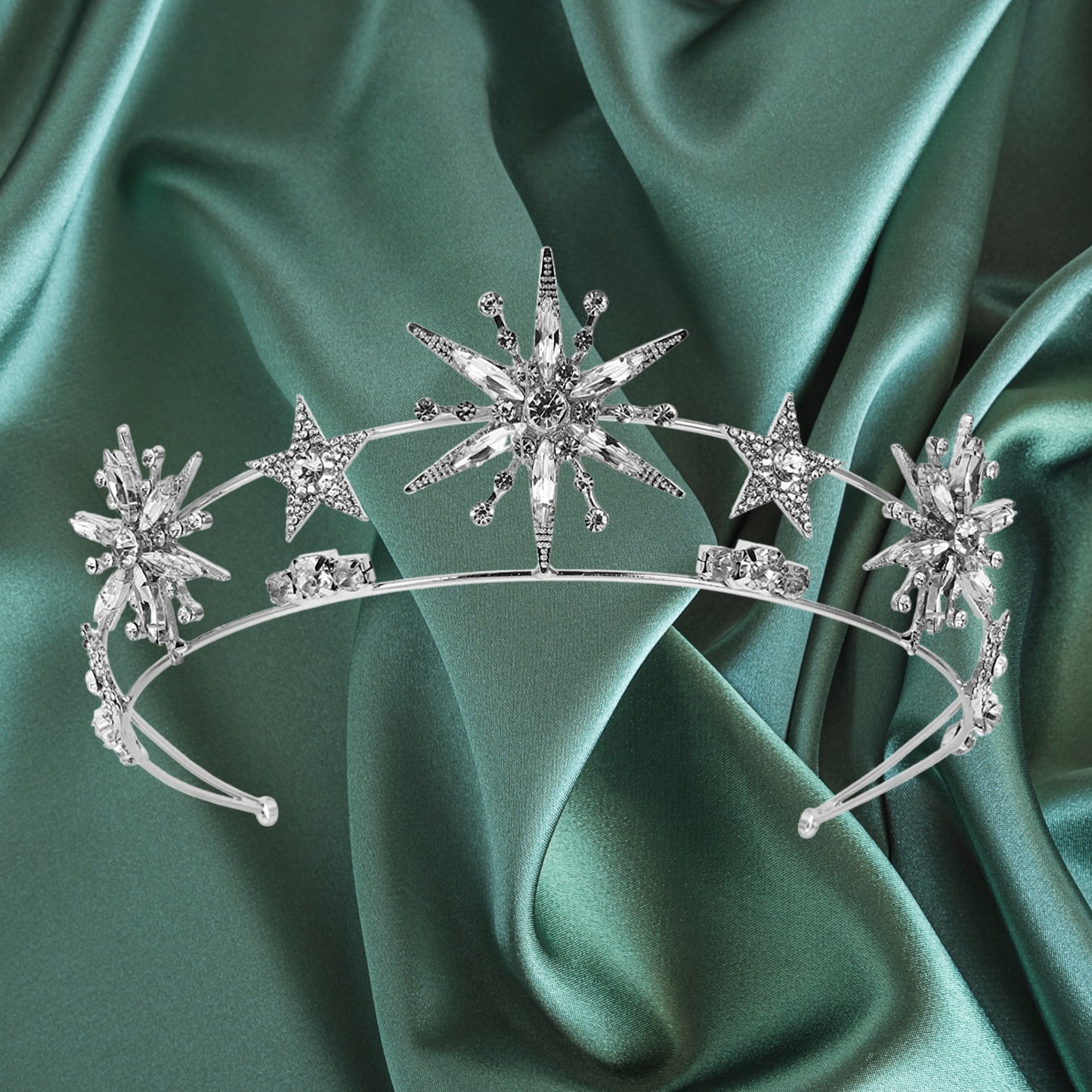 Star Crown Headbands for Women Teens Girls Birthday Wedding Silver Star Tiara Bridal Hair Pieces