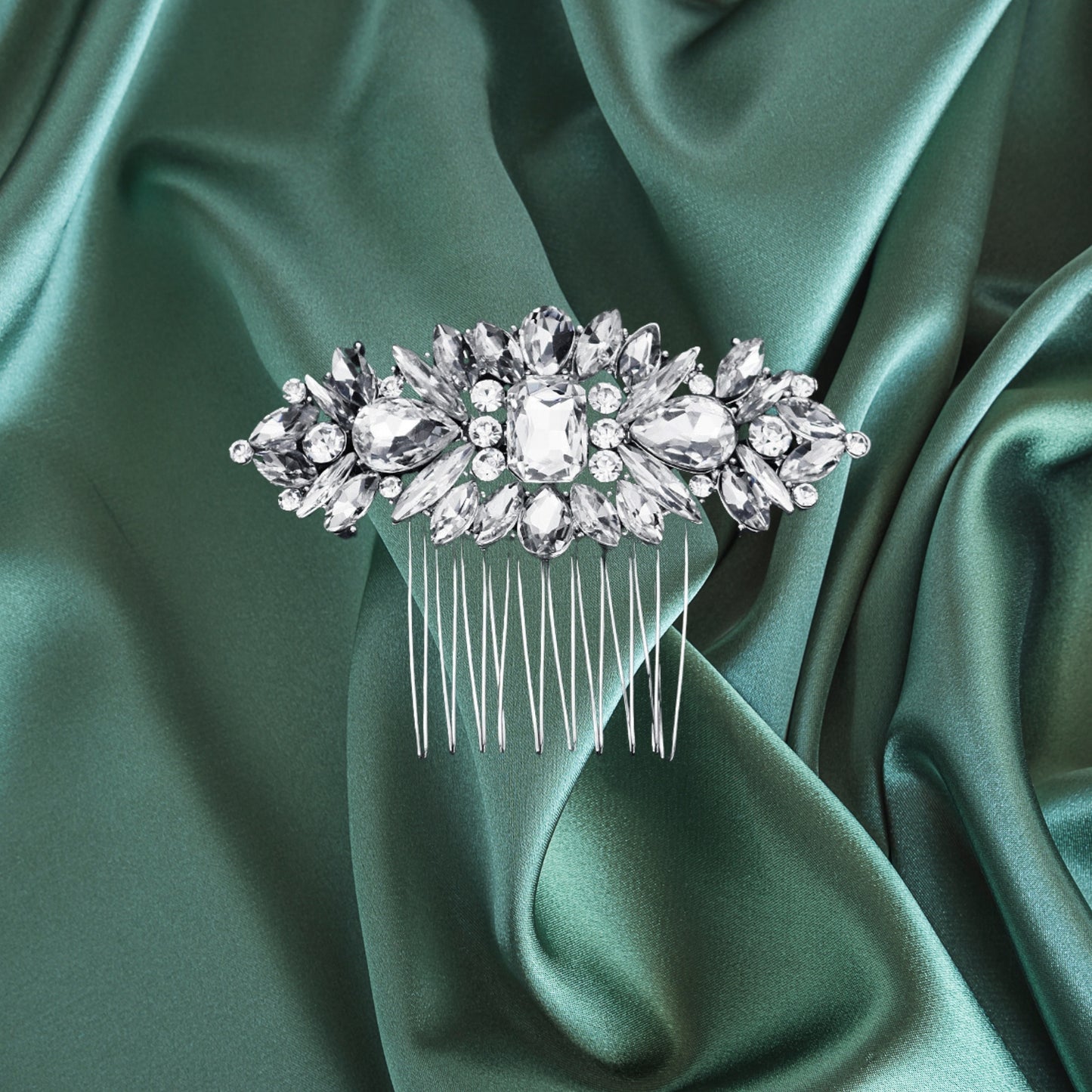 Crystal Bride Wedding Hair Comb Silver Rhinestone Bridal Hair Clip Sparkly Hair Piece Gem Hair Accessories for Women and Girls
