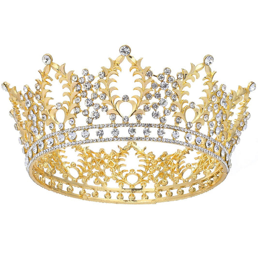 Royal King Crown for Men/Women (Unisex) - Metal Prince Crowns and Tiaras, Full Round Birthday Party Hats