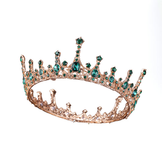 Tiaras and Crowns for Women, Crystal Green Metal Tiara, Gothic Queen Crown, Birthday Party Quinceanera Pageant Prom Halloween Costume