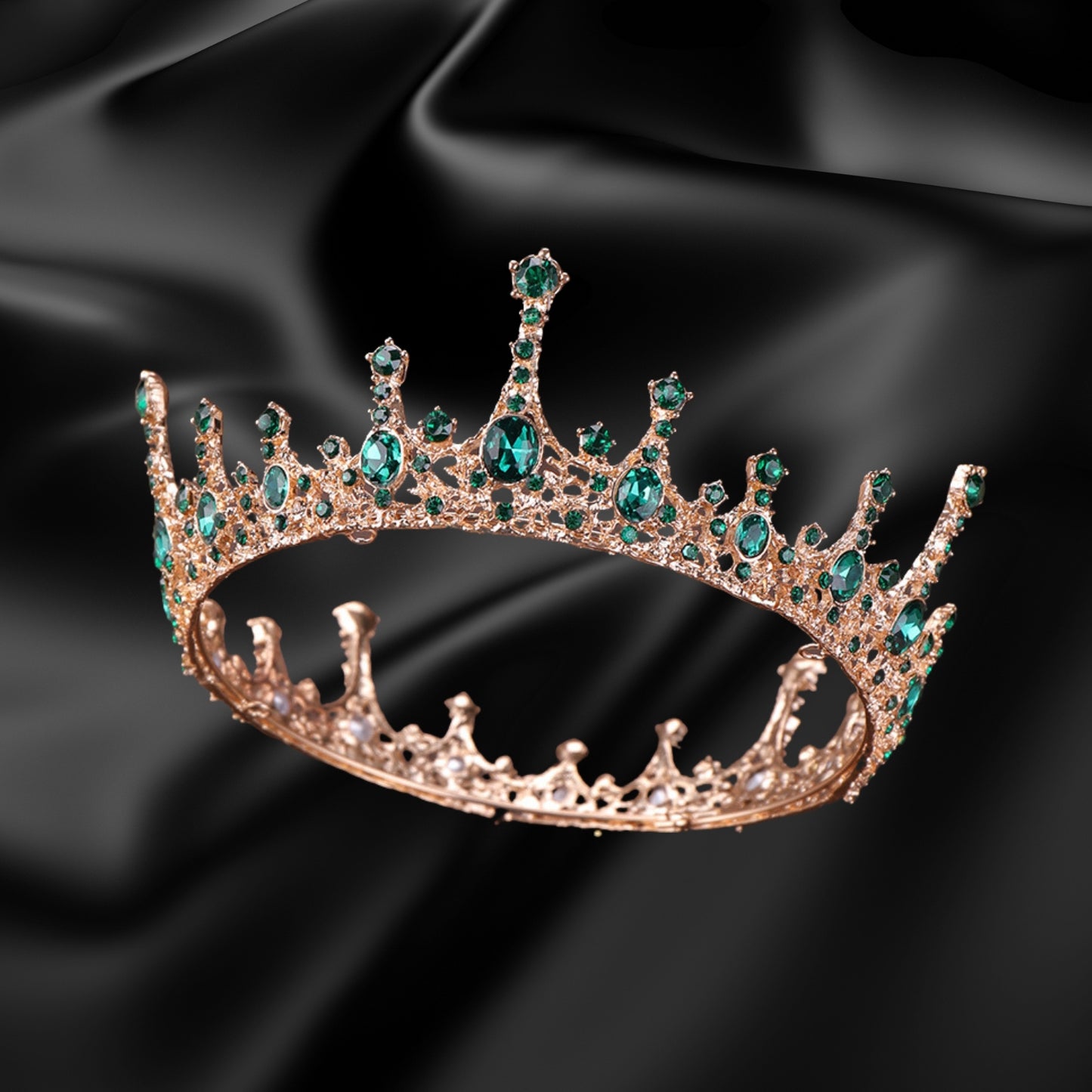 Tiaras and Crowns for Women, Crystal Green Metal Tiara, Gothic Queen Crown, Birthday Party Quinceanera Pageant Prom Halloween Costume