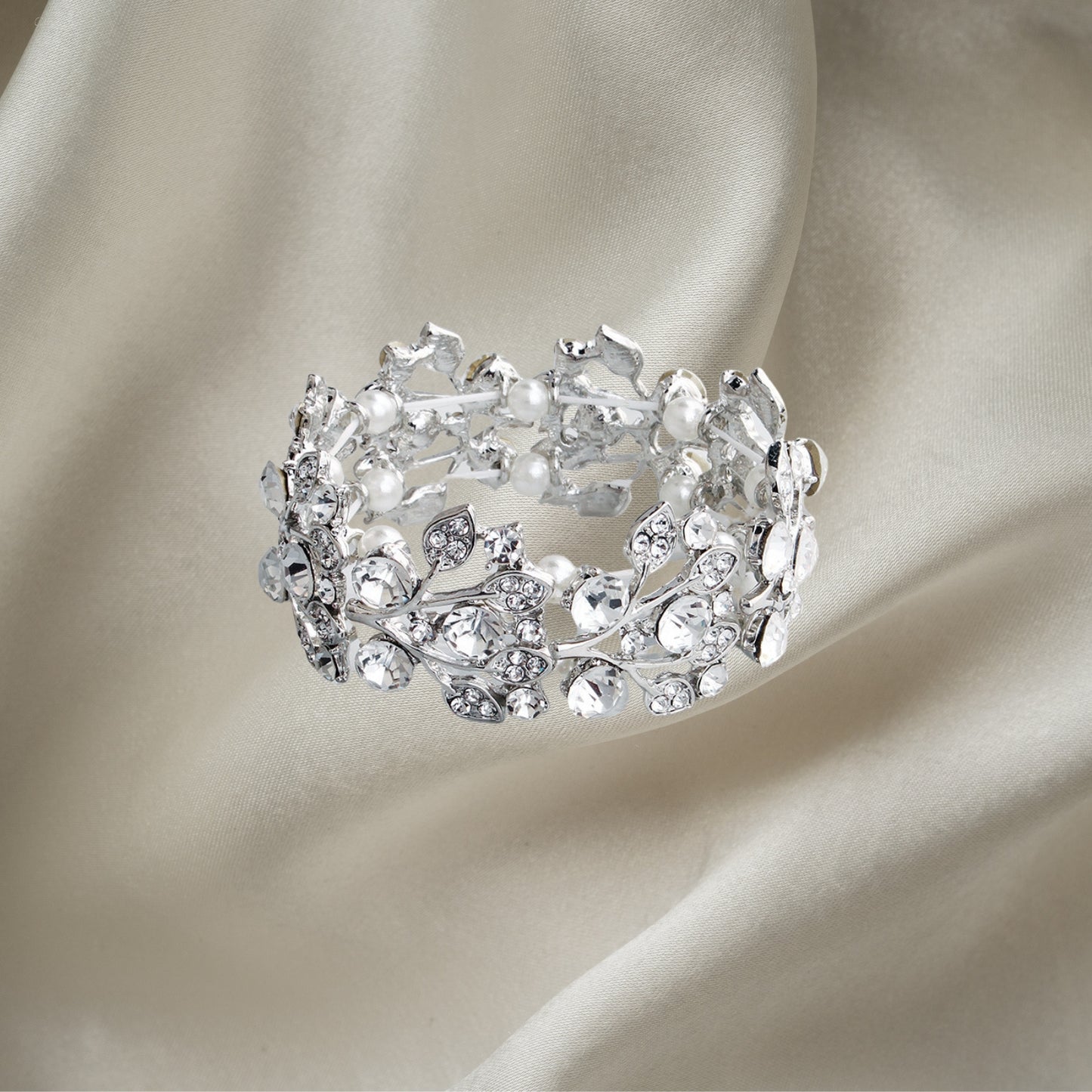 Rhinestone Bridal Bracelets for Brides, Bridesmaids, Women, Silver Tennis Bracelet for Wedding, Prom, Party, Jewelry Gifts
