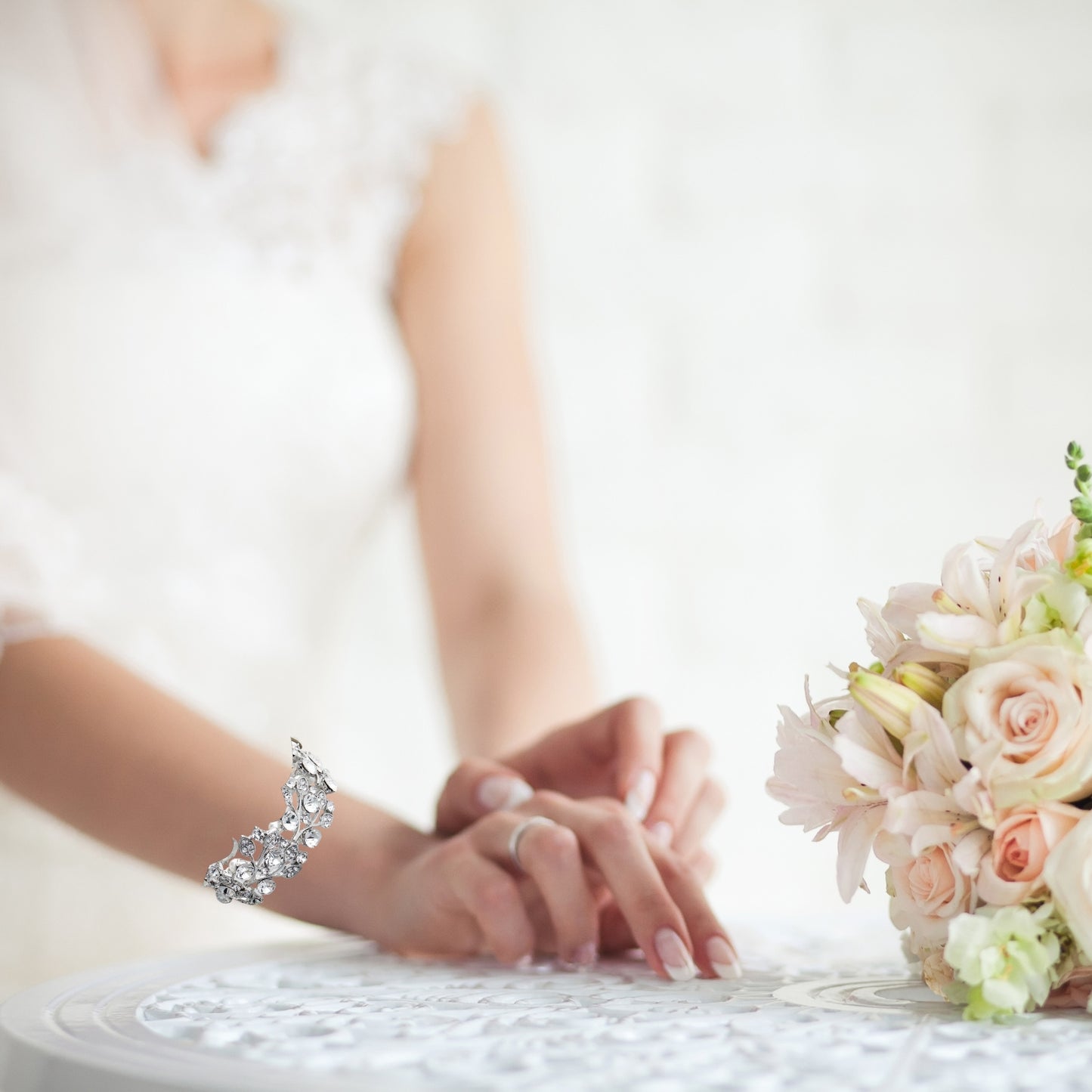 Rhinestone Bridal Bracelets for Brides, Bridesmaids, Women, Silver Tennis Bracelet for Wedding, Prom, Party, Jewelry Gifts