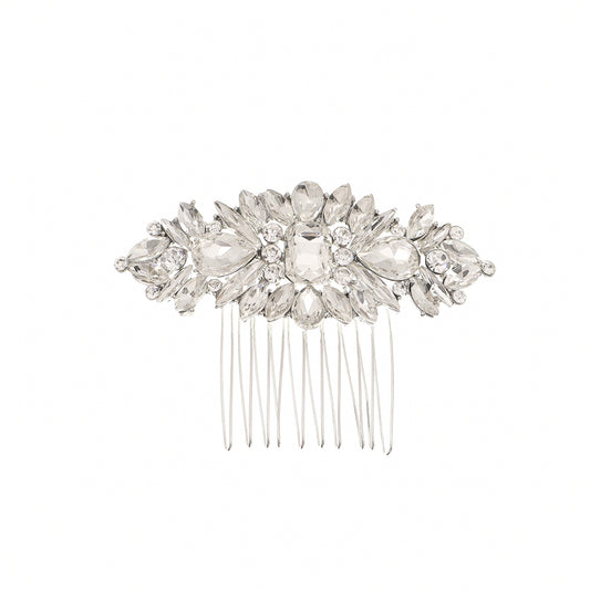 Crystal Bride Wedding Hair Comb Silver Rhinestone Bridal Hair Clip Sparkly Hair Piece Gem Hair Accessories for Women and Girls