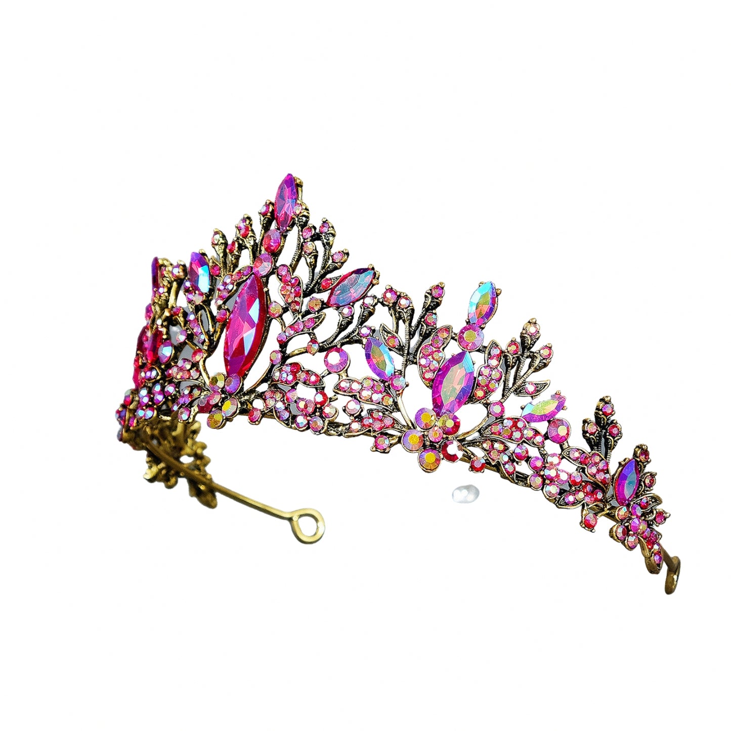 Tiaras and Crowns for Women, Iridescent Crystal Queen Crown, Multicolored Wedding Tiara for Bride, Metal Birthday Quinceanera Pageant Prom Headpieces