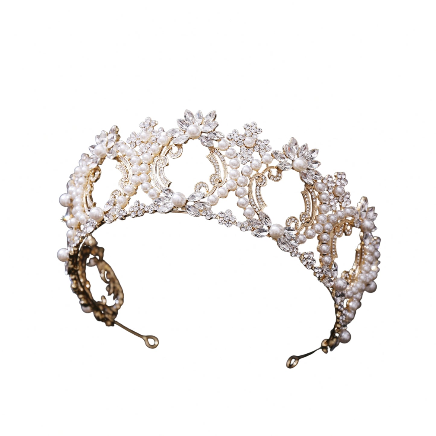Gold Wedding Tiaras and Crown for Bride Mermaid Crown Princess Crystal Headband Tiara and Crown for Women and Girls- Wedding Halloween Pearl Queen