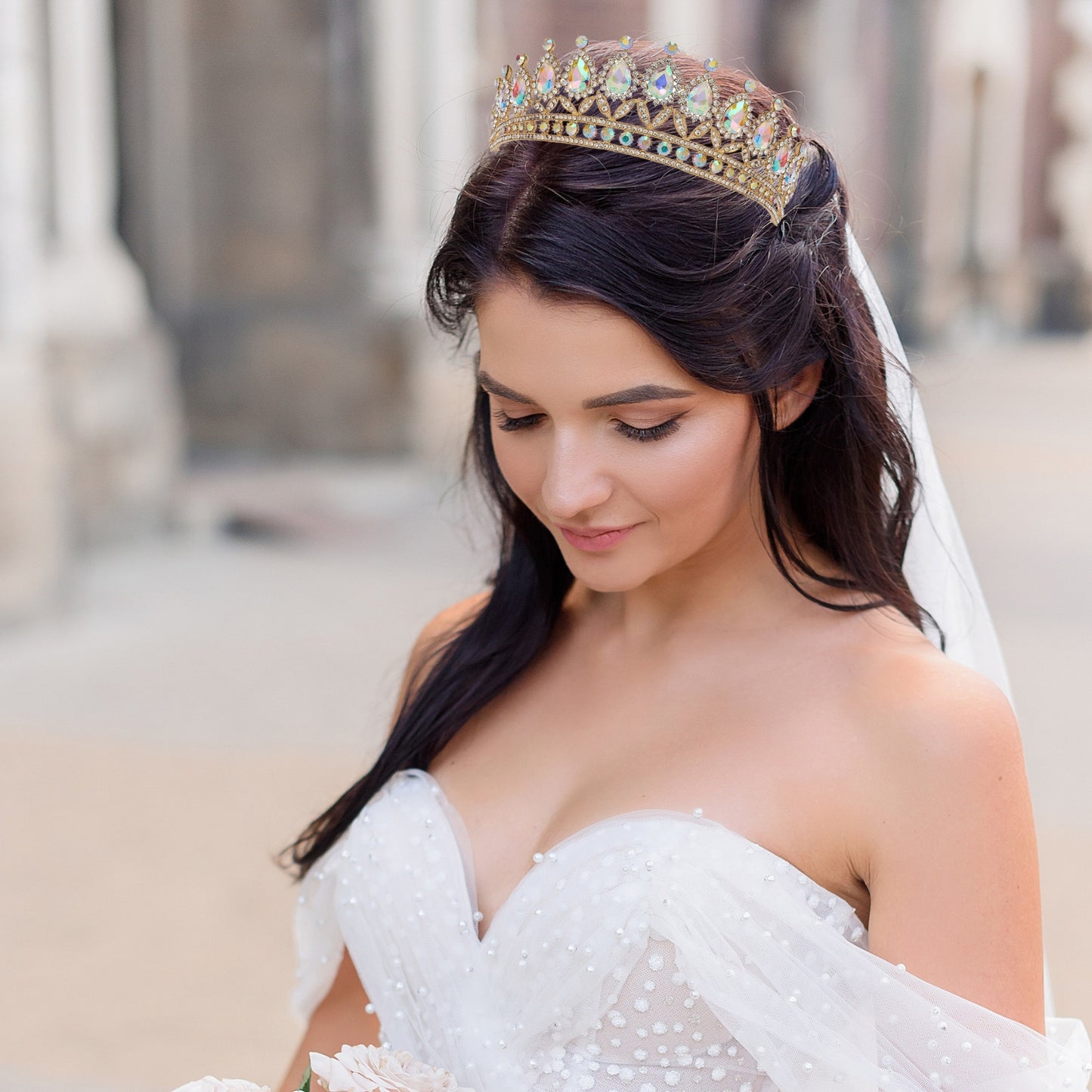 AB Rhinestones Wedding Tiara for Women Silver Princess Crown for Girls Crystal Tiaras and Crowns for Women Tiaras for Girls Hair Accessories for Birthday Prom Costume Gift