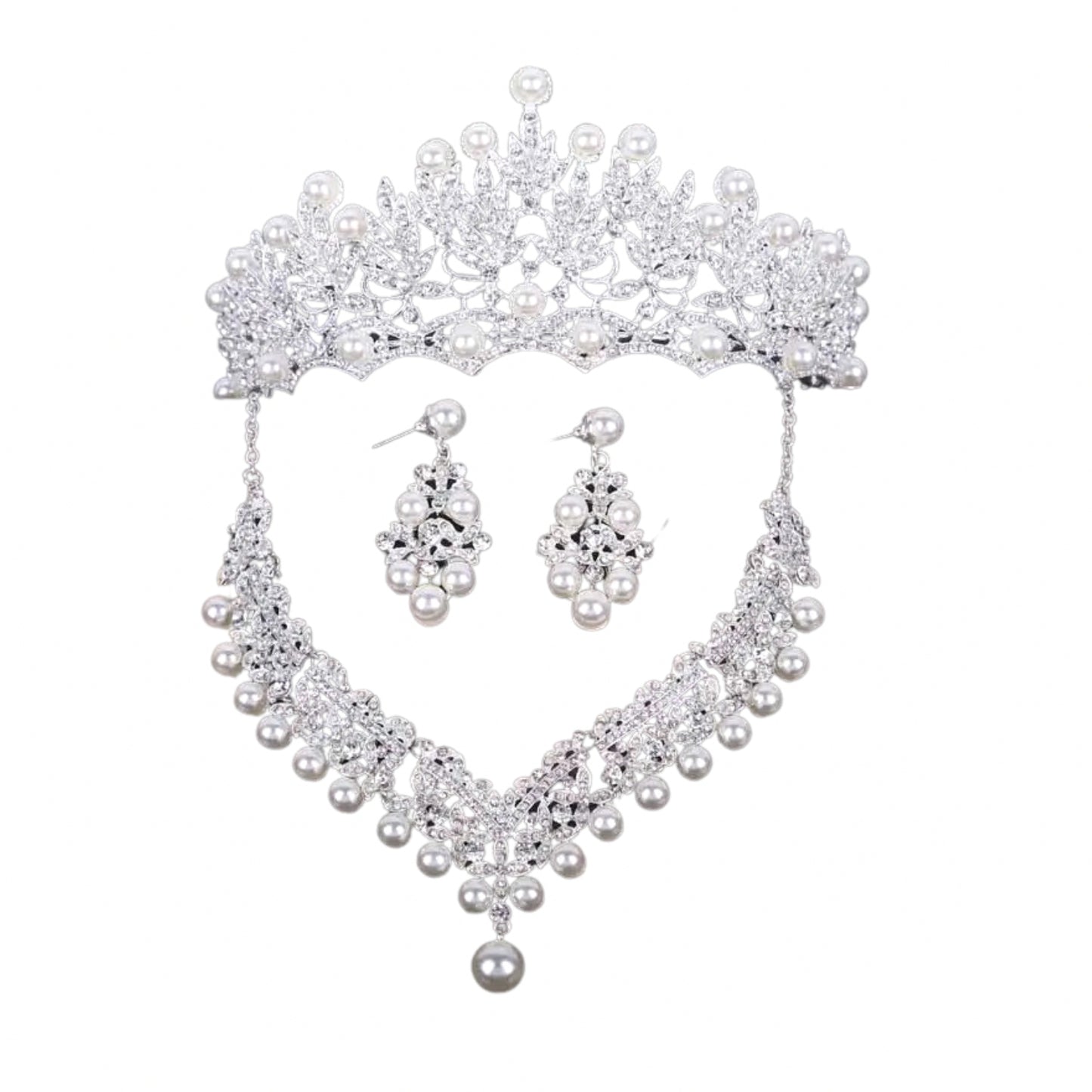 3 Pieces Baroque Queen Crown Set, Tiara Earrings Necklace Crystal Headband Tiaras and Crowns for Women Bridal Wedding Jewelry Halloween Prom Birthday Party Hair Costume Accessories