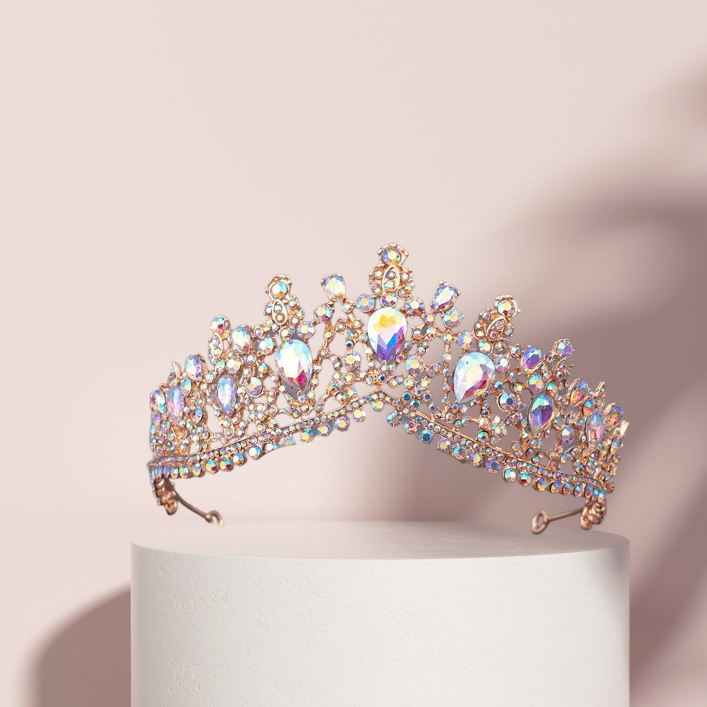 Baroque Vintage Tiara, AB Crystal Crown Tiaras for Women Royal Silver Crowns for Women Tiaras for Girls Hair Accessories for Women Headband for Bridal Wedding Prom Birthday Party