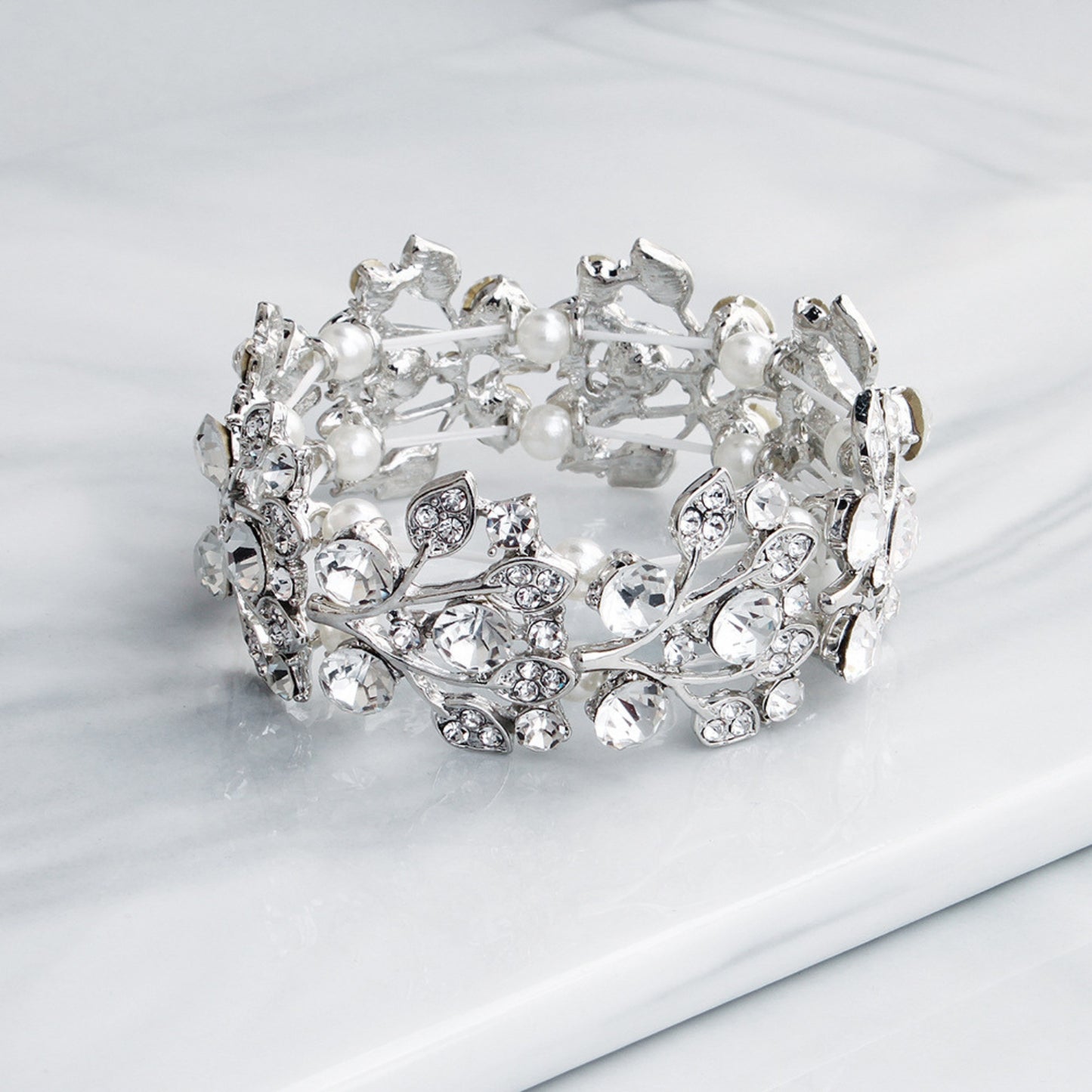 Rhinestone Bridal Bracelets for Brides, Bridesmaids, Women, Silver Tennis Bracelet for Wedding, Prom, Party, Jewelry Gifts