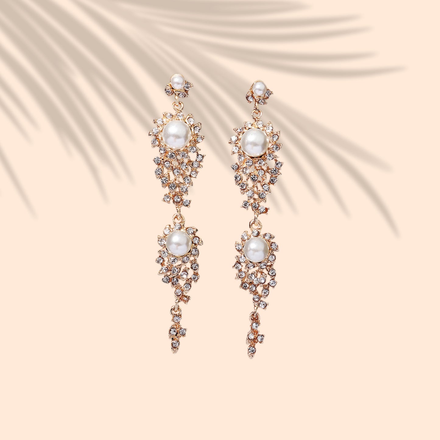 Gold Wedding Earrings, Cubic Zirconia Dangle Earrings for Bride, Bridesmaids, Gold Bridal Earring