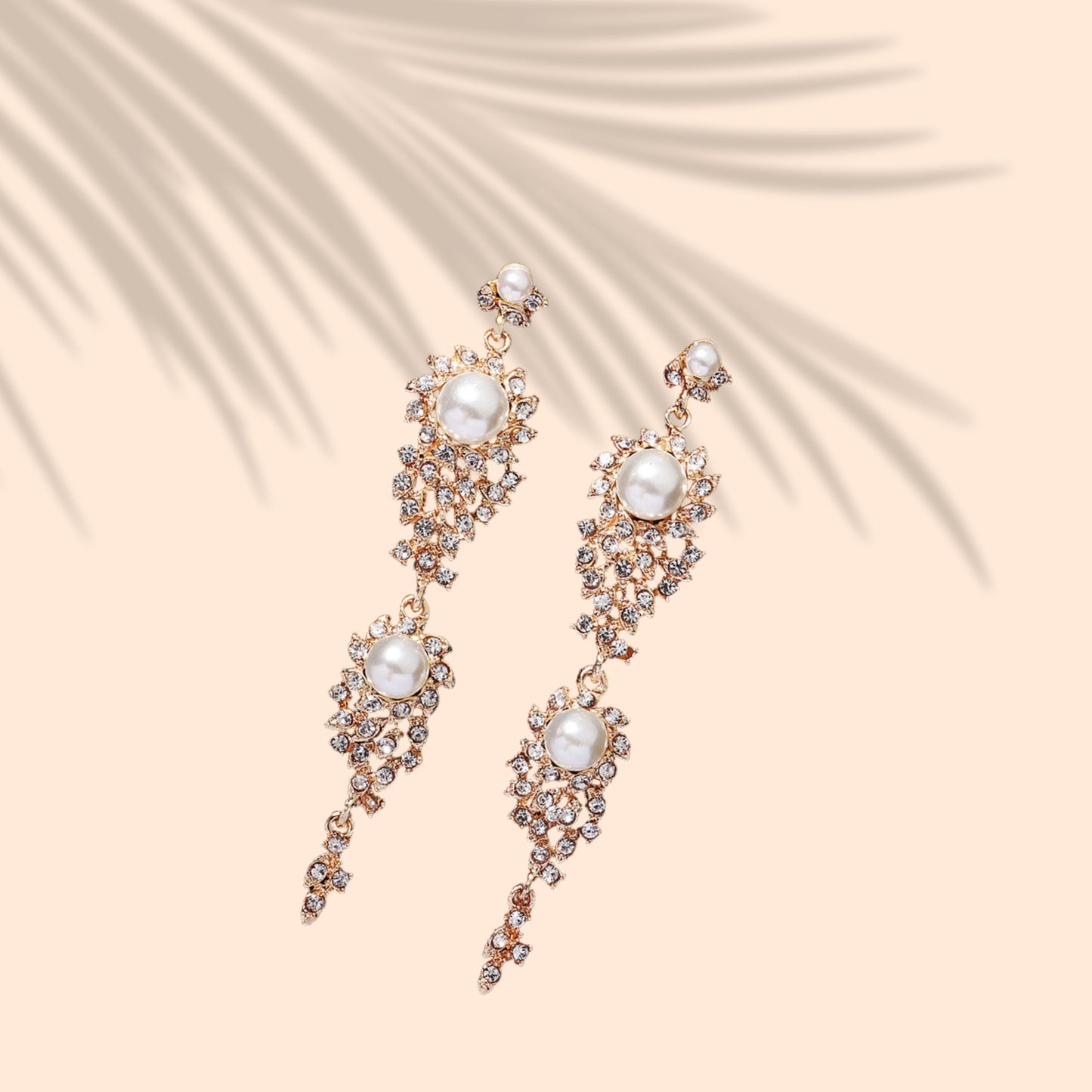 Gold Wedding Earrings, Cubic Zirconia Dangle Earrings for Bride, Bridesmaids, Gold Bridal Earring