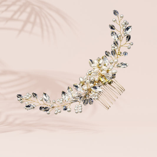 Crystal Bride Wedding Hair Comb Pearl Bridal Hair Piece Hair Accessories for Women and Girls