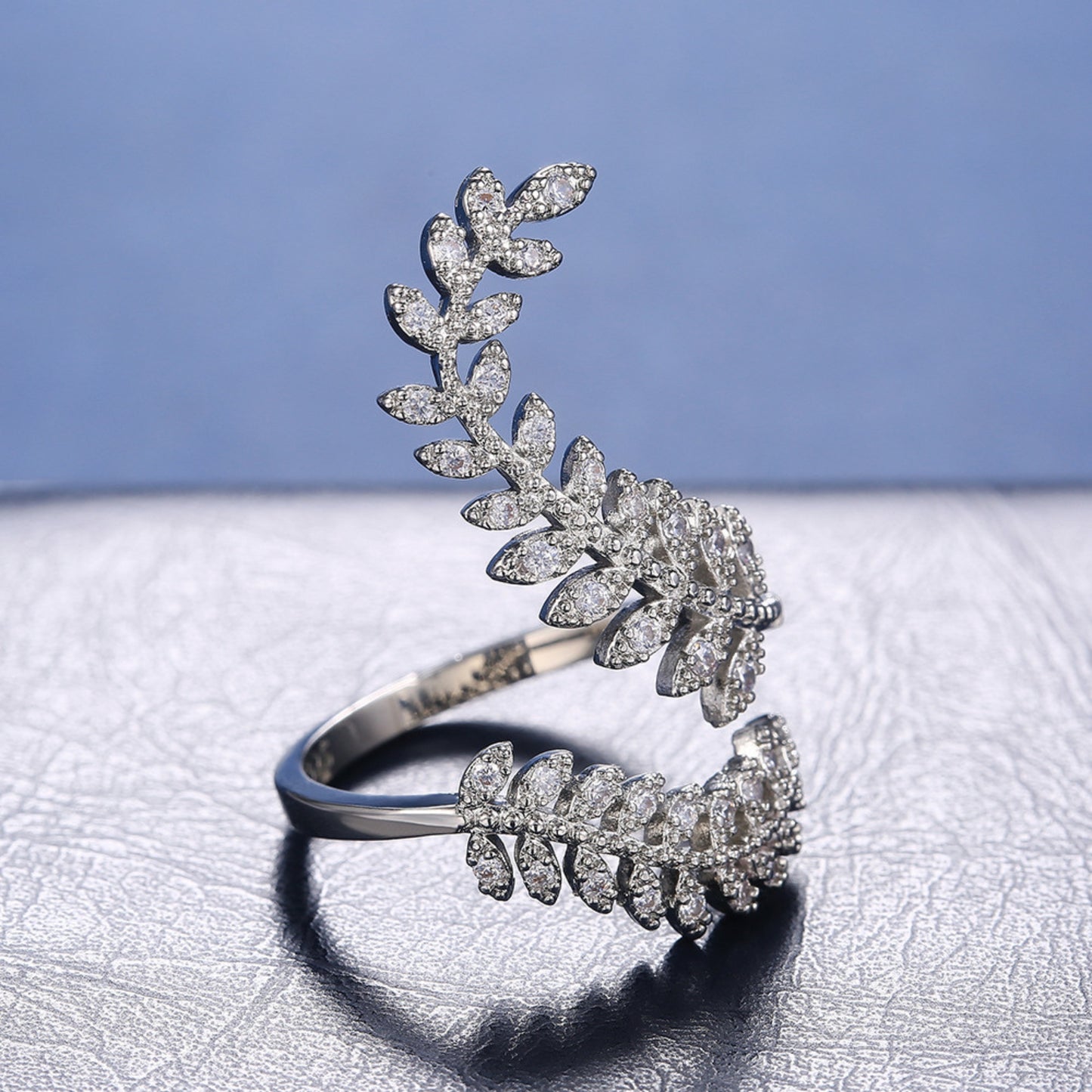 Silver Crescent Moon and Star Ring Synthetic Opal Open Ring Adjustable Ring Gift for Women