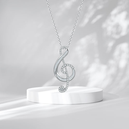 Women Girls Classic Treble Clef Music Pendant Necklace Musical Jewelry Graduation Gifts for Musician Music Student