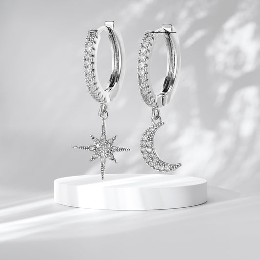 Moon Star Spike Lightning Evil Eye Dangle Huggie Drop Dangle Earrings Jewelry for Women