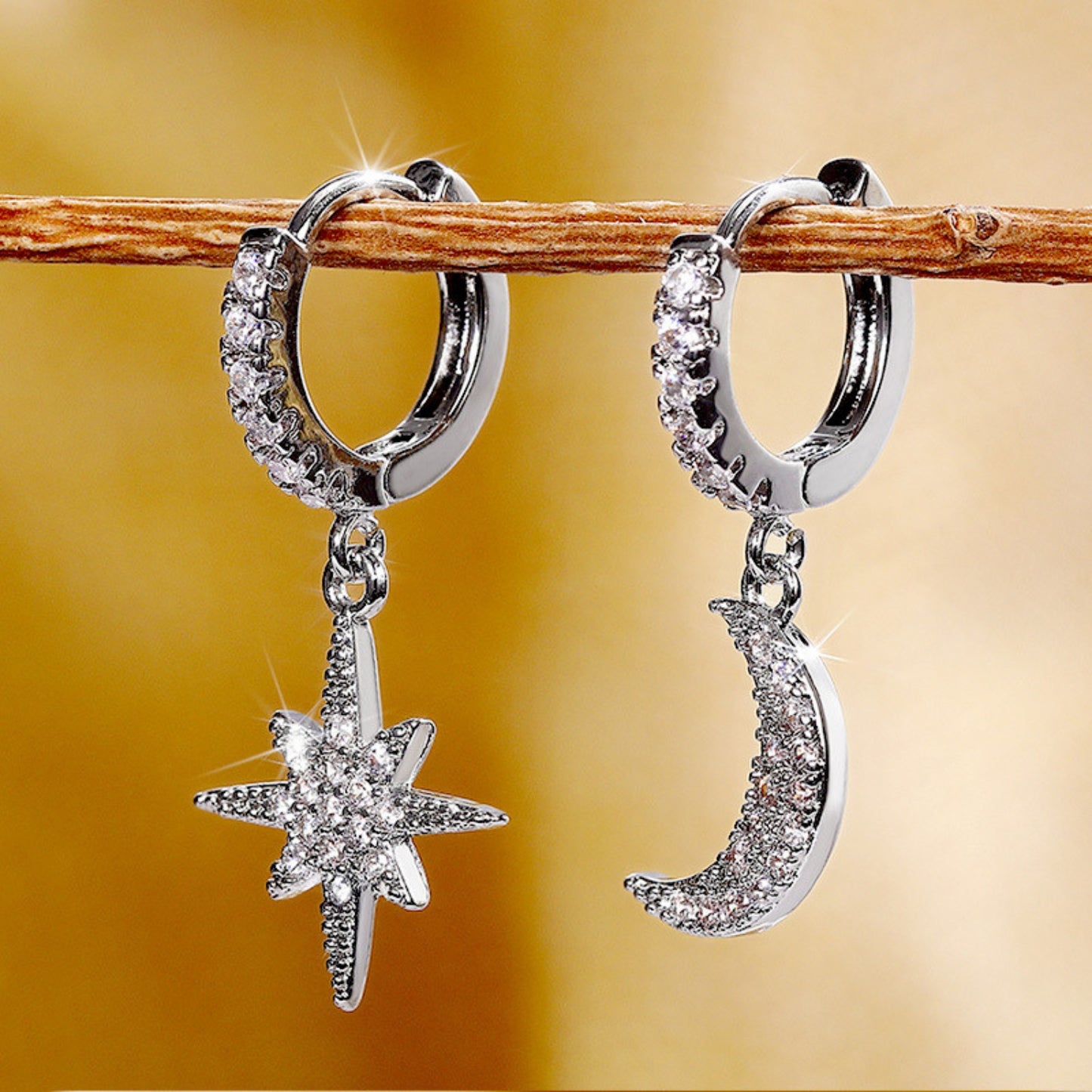 Moon Star Spike Lightning Evil Eye Dangle Huggie Drop Dangle Earrings Jewelry for Women