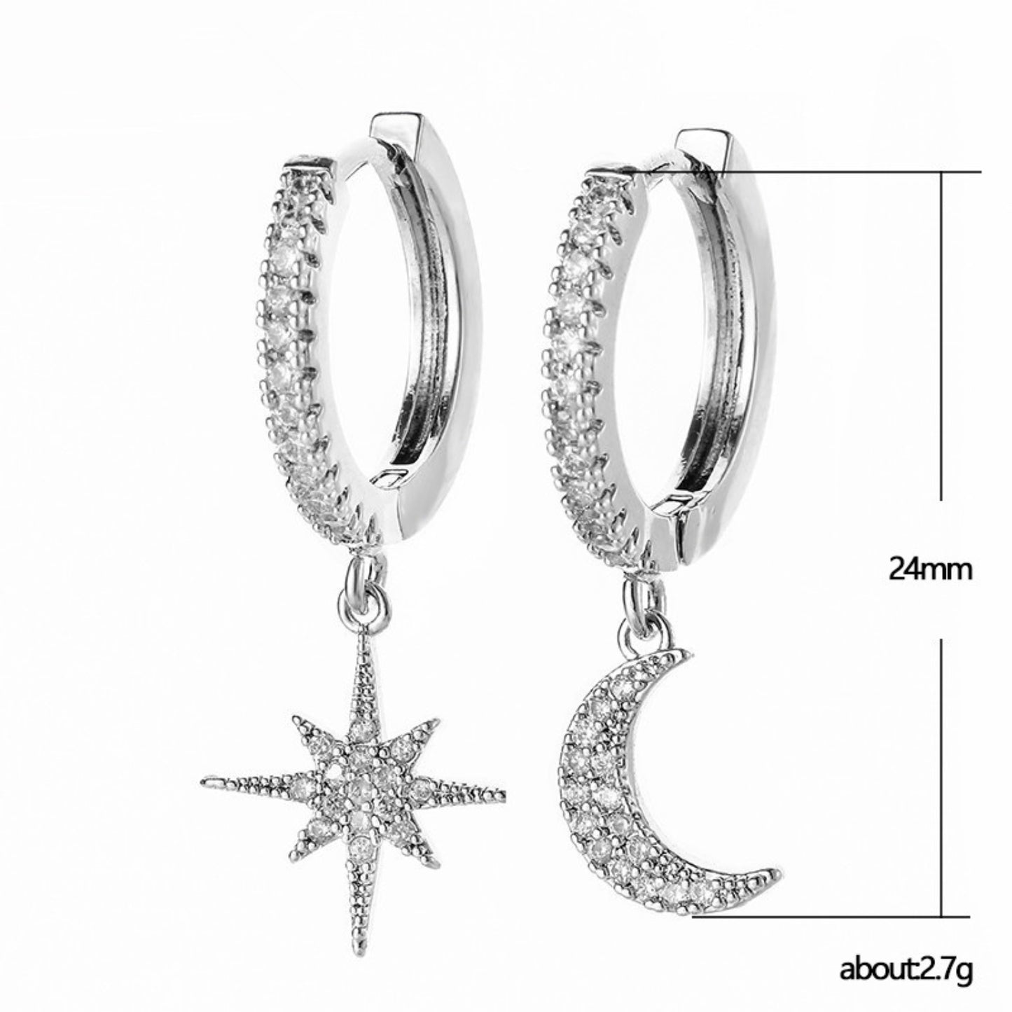 Moon Star Spike Lightning Evil Eye Dangle Huggie Drop Dangle Earrings Jewelry for Women