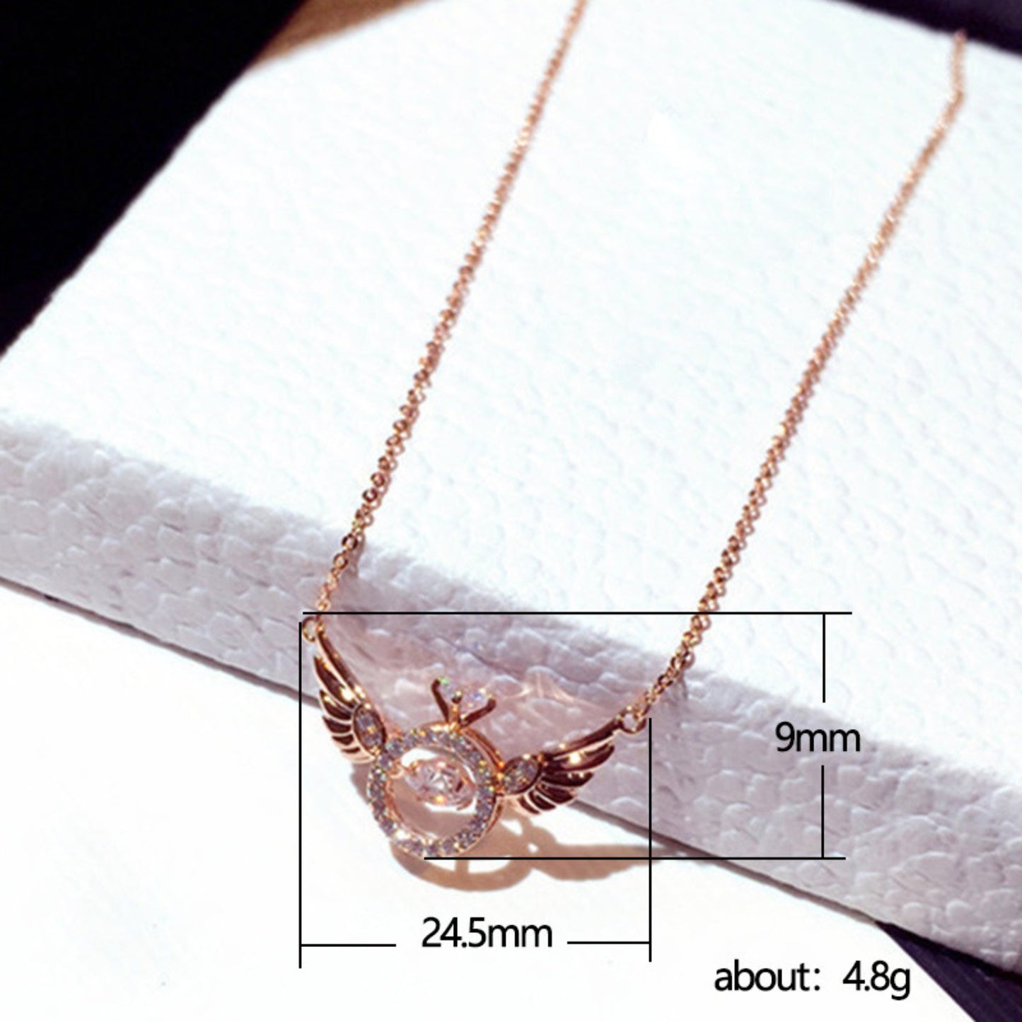Pink Angel Wings Pendant Necklace,Cute Tiny Guardian Angel Charm Necklace,Dainty Simple Minimalist Necklace for Women